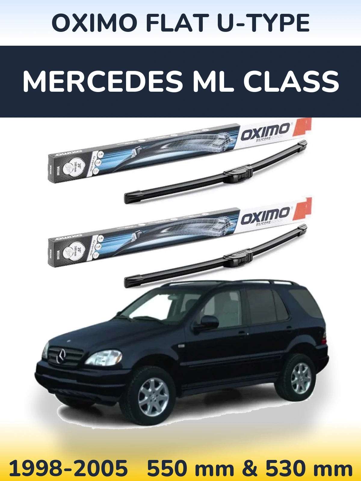 Комплект передних дворников Oximo Flat U-type 550 & 530 мм для Mercedes ML Class 1998-2005