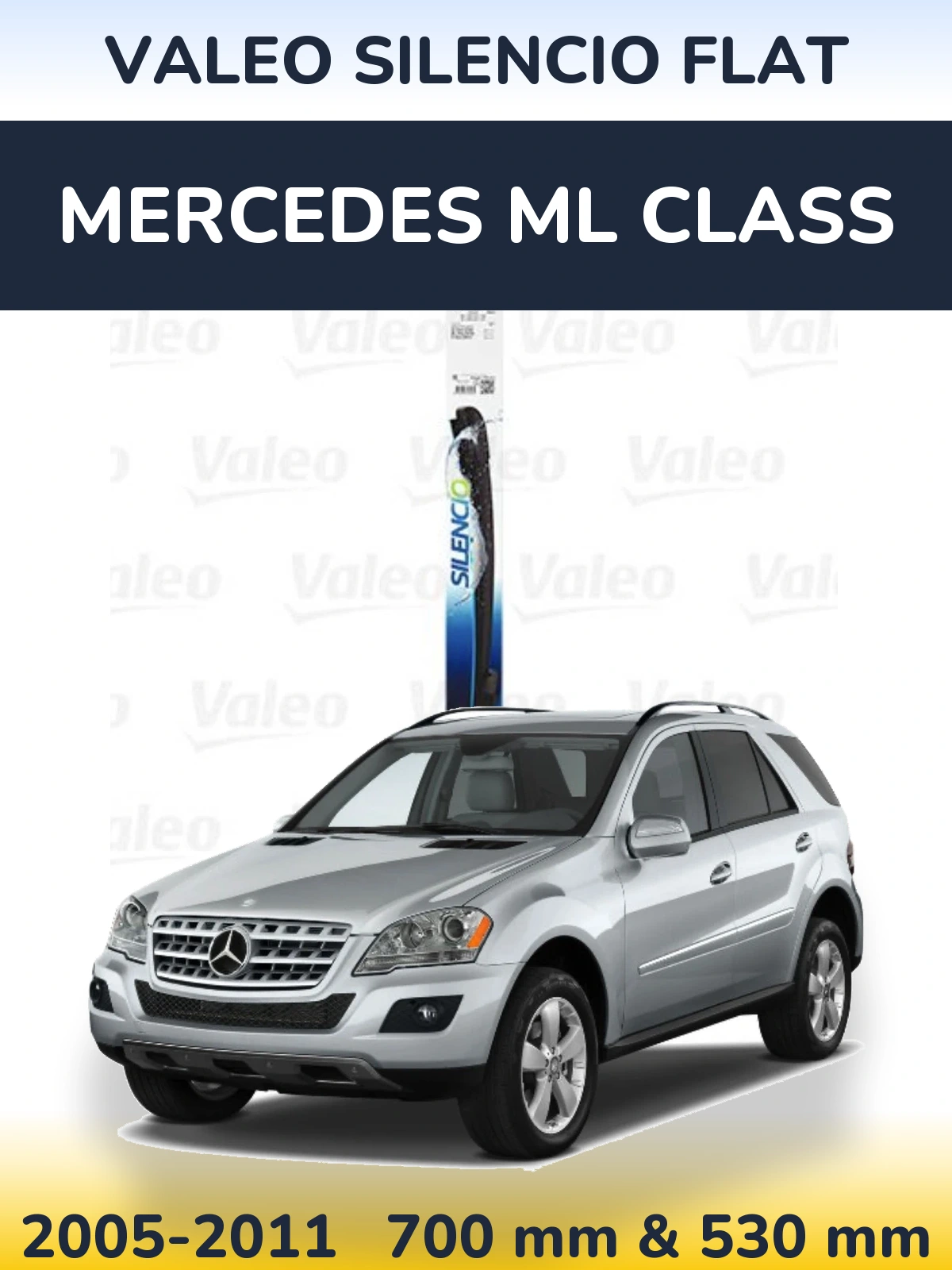 Komplet przednich wycieraczek Valeo Silencio Flat 700 & 530 mm do Mercedes Klasa ML 2005-2011