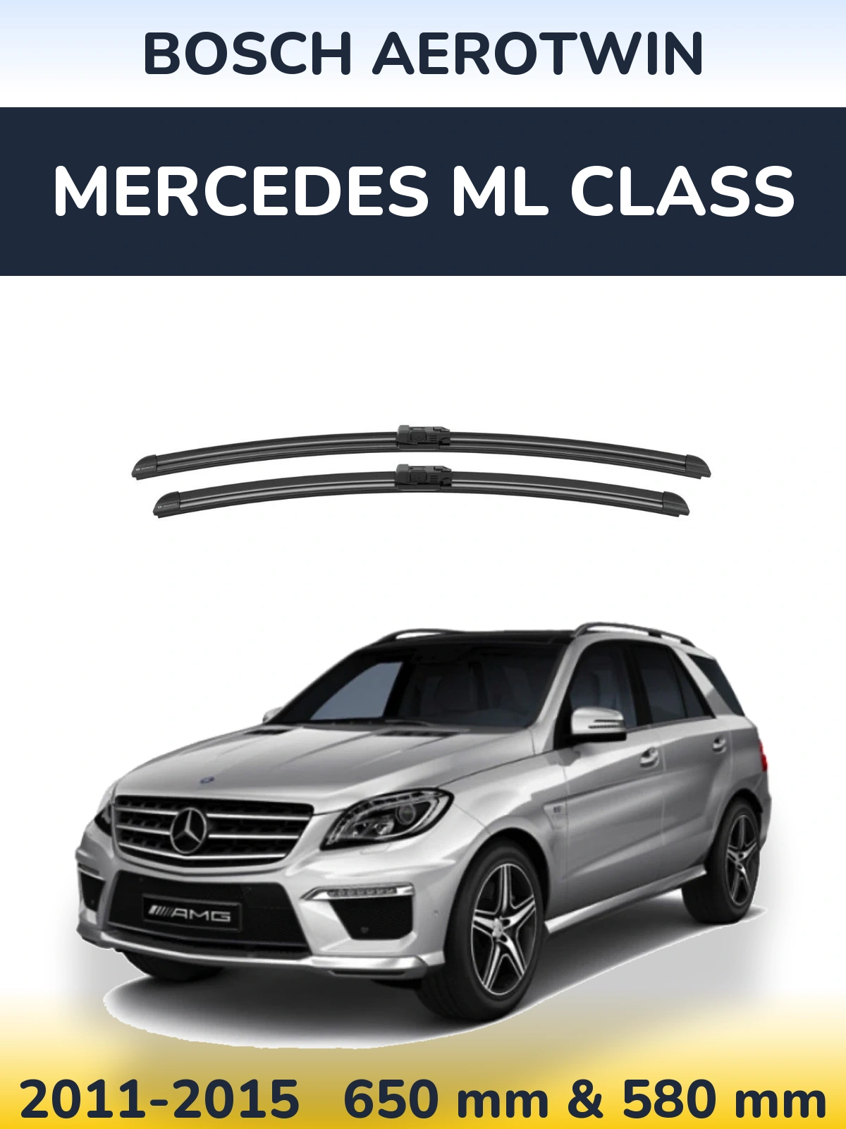 Komplet przednich wycieraczek BOSCH AeroTwin 650 & 580 mm do Mercedes Klasa ML 2011-2015