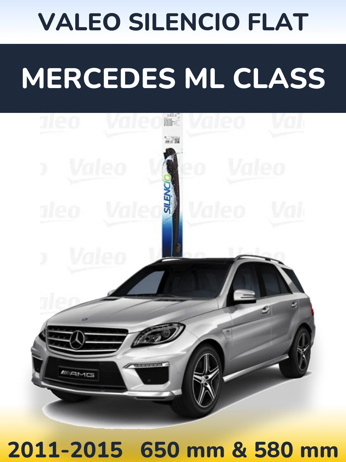 Комплект передних дворников Valeo Silencio Flat 650 & 580 мм для Mercedes ML Class 2011-2015