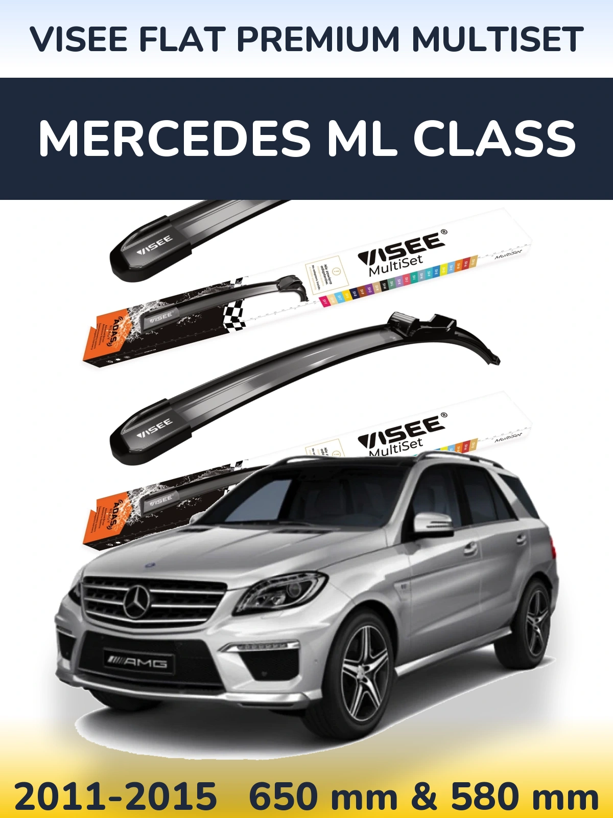Komplet przednich wycieraczek VISEE FLAT PREMIUM MultiSet 650 & 580 mm do Mercedes Klasa ML 2011-2015