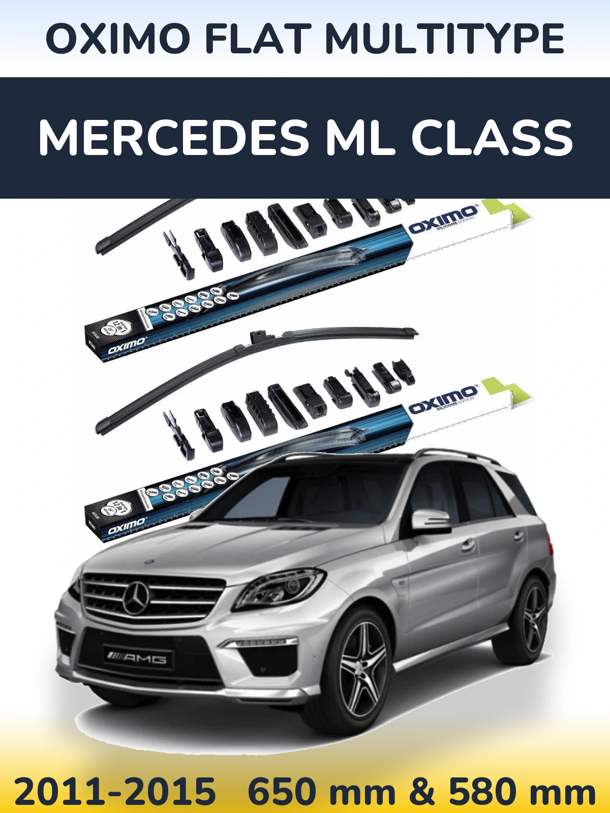 Komplet przednich wycieraczek Oximo Flat MultiType 650 & 580 mm do Mercedes Klasa ML 2011-2015