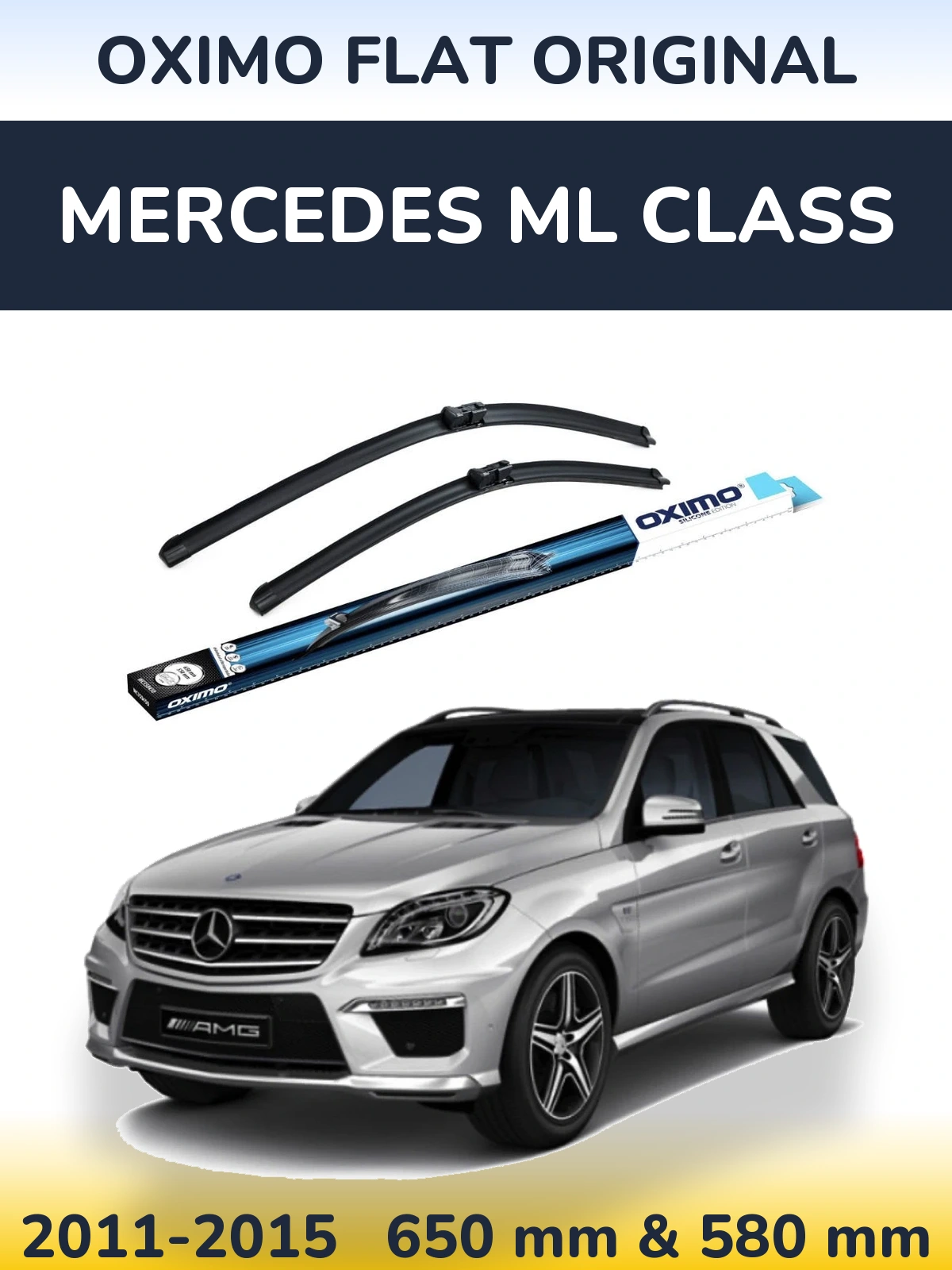 Комплект передних дворников Oximo Flat Original 650 & 580 мм для Mercedes ML Class 2011-2015
