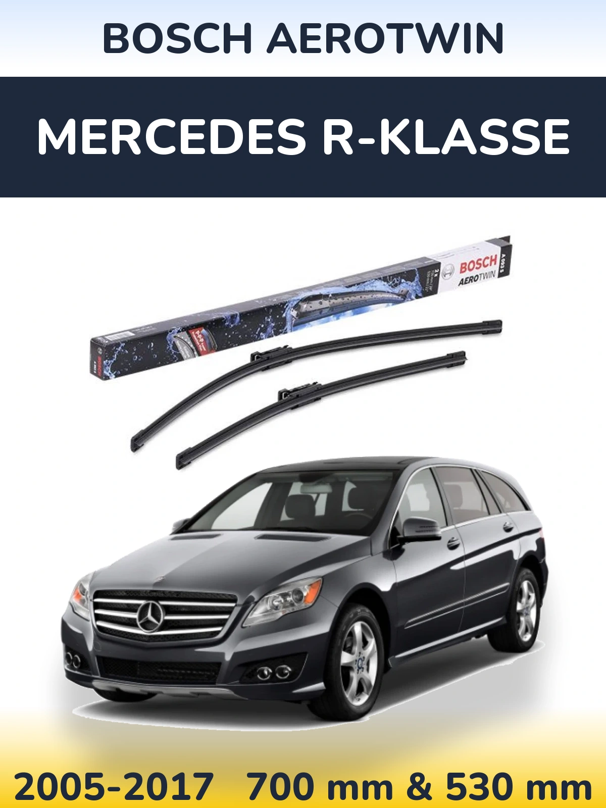 Комплект передних дворников BOSCH AeroTwin 700 & 530 мм для Mercedes R-Klasse 2005-2017