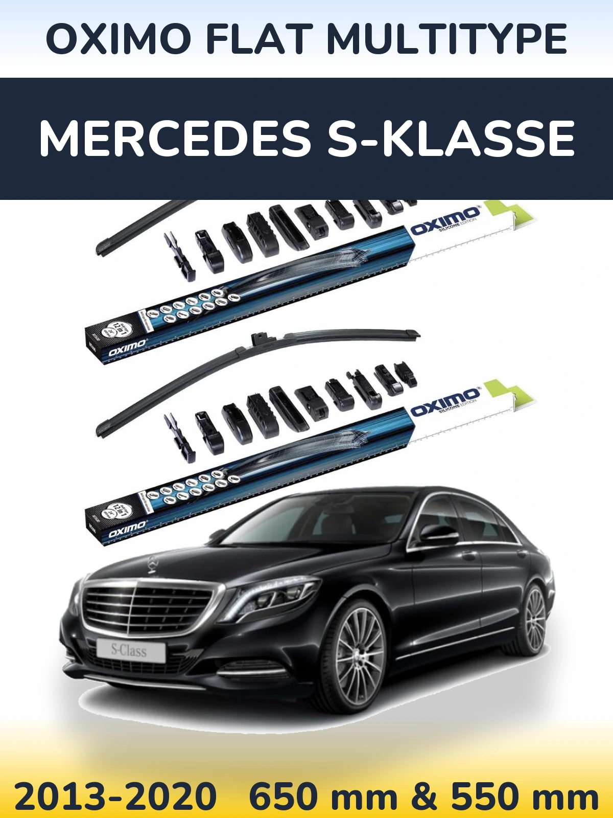 Komplet przednich wycieraczek Oximo Flat MultiType 650 & 550 mm do Mercedes S-Klasse 2013-2020
