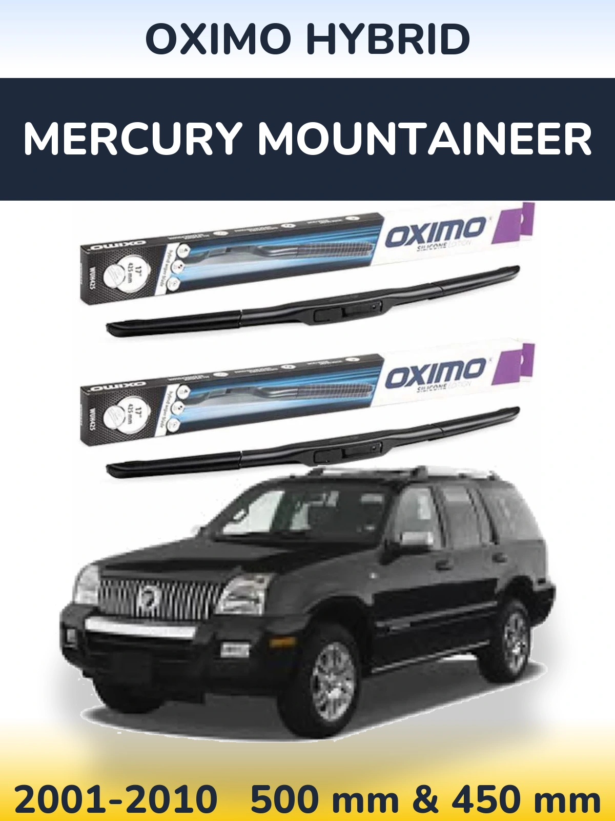 Комплект передних дворников Oximo Hybrid 500 & 450 мм для Mercury Mountaineer 2001-2010