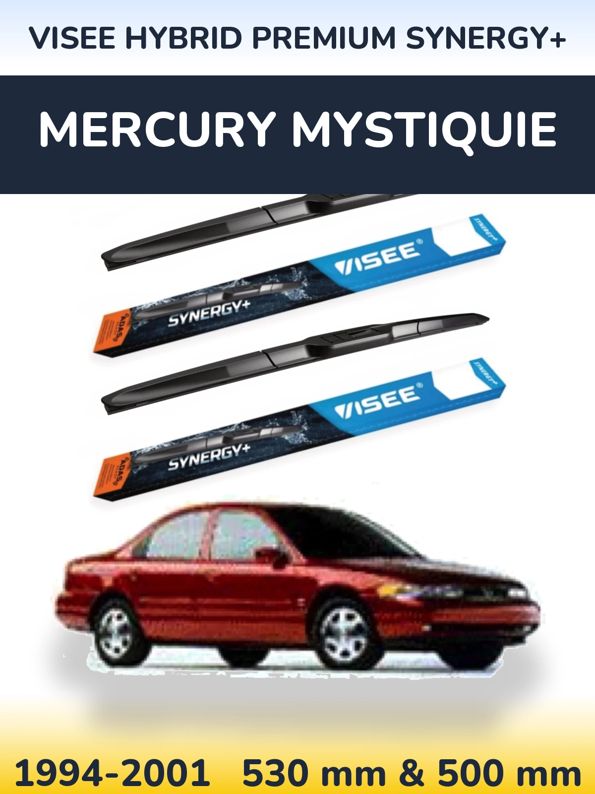 Комплект передних дворников VISEE HYBRID PREMIUM SYNERGY+ 530 & 500 мм для Mercury Mystiquie 1994-2001