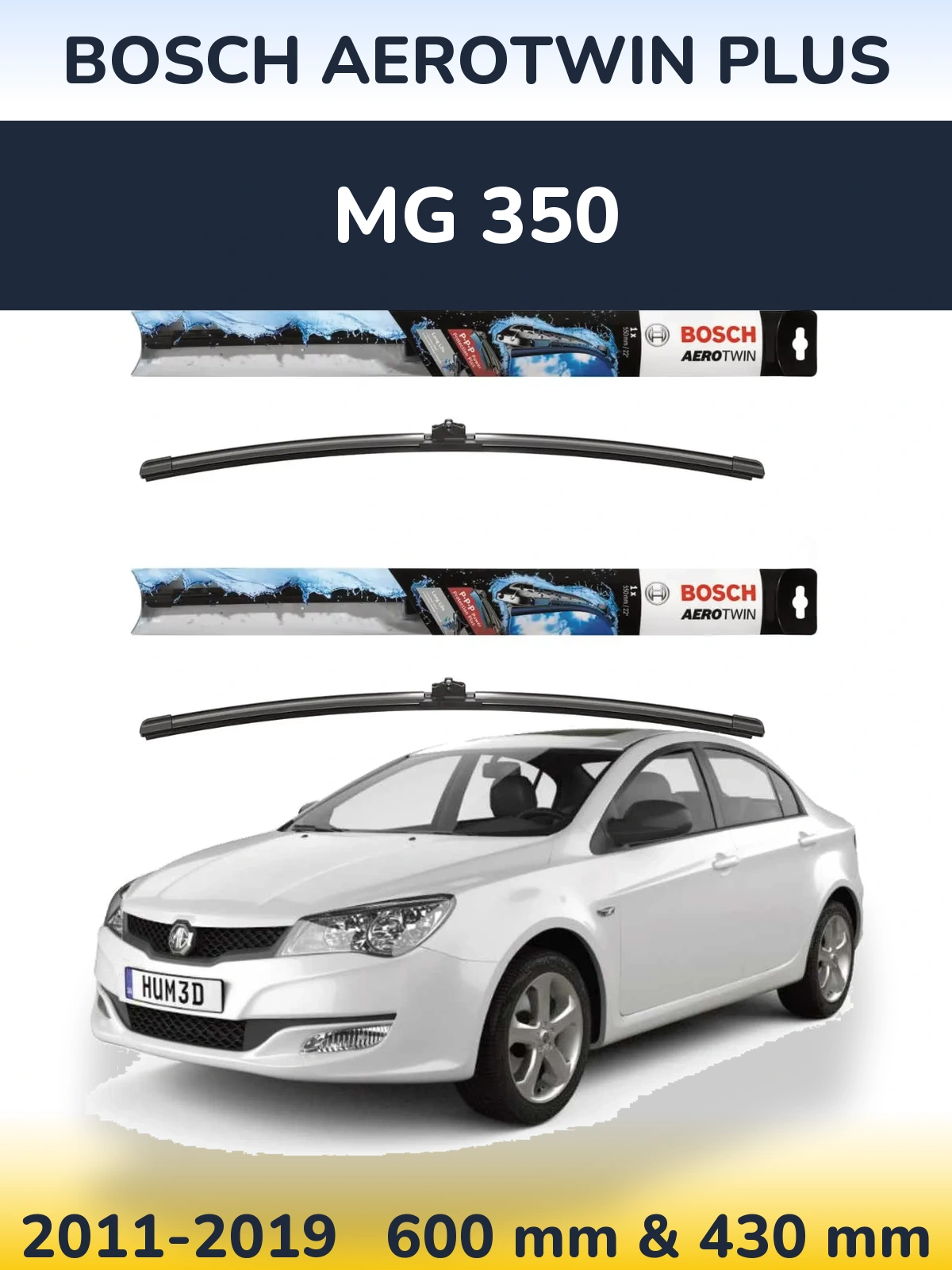 Комплект передних дворников BOSCH AeroTwin Plus 600 & 430 мм для MG 350 2011-2019