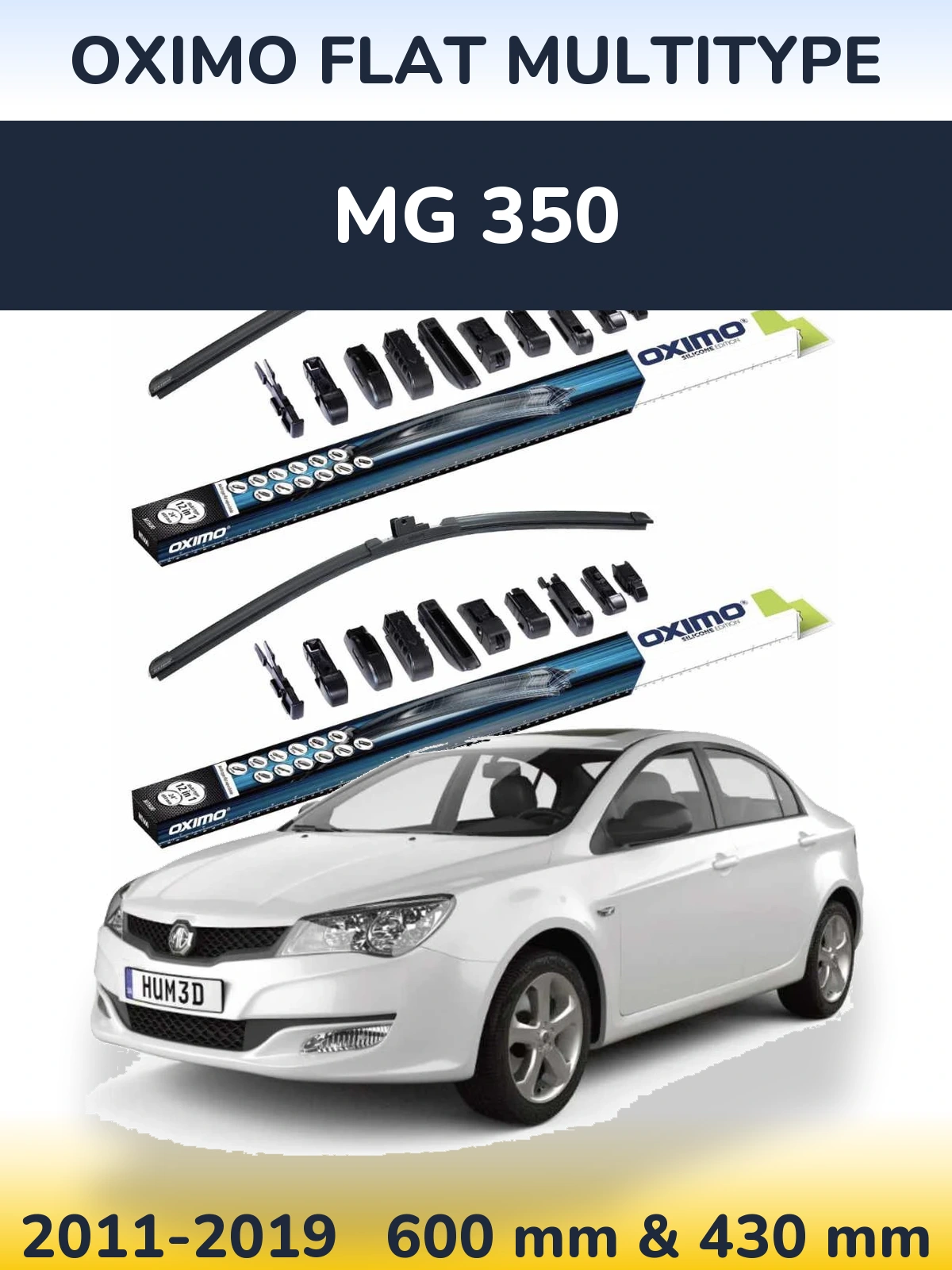 Комплект передних дворников Oximo Flat MultiТипe 600 & 430 мм для MG 350 2011-2019