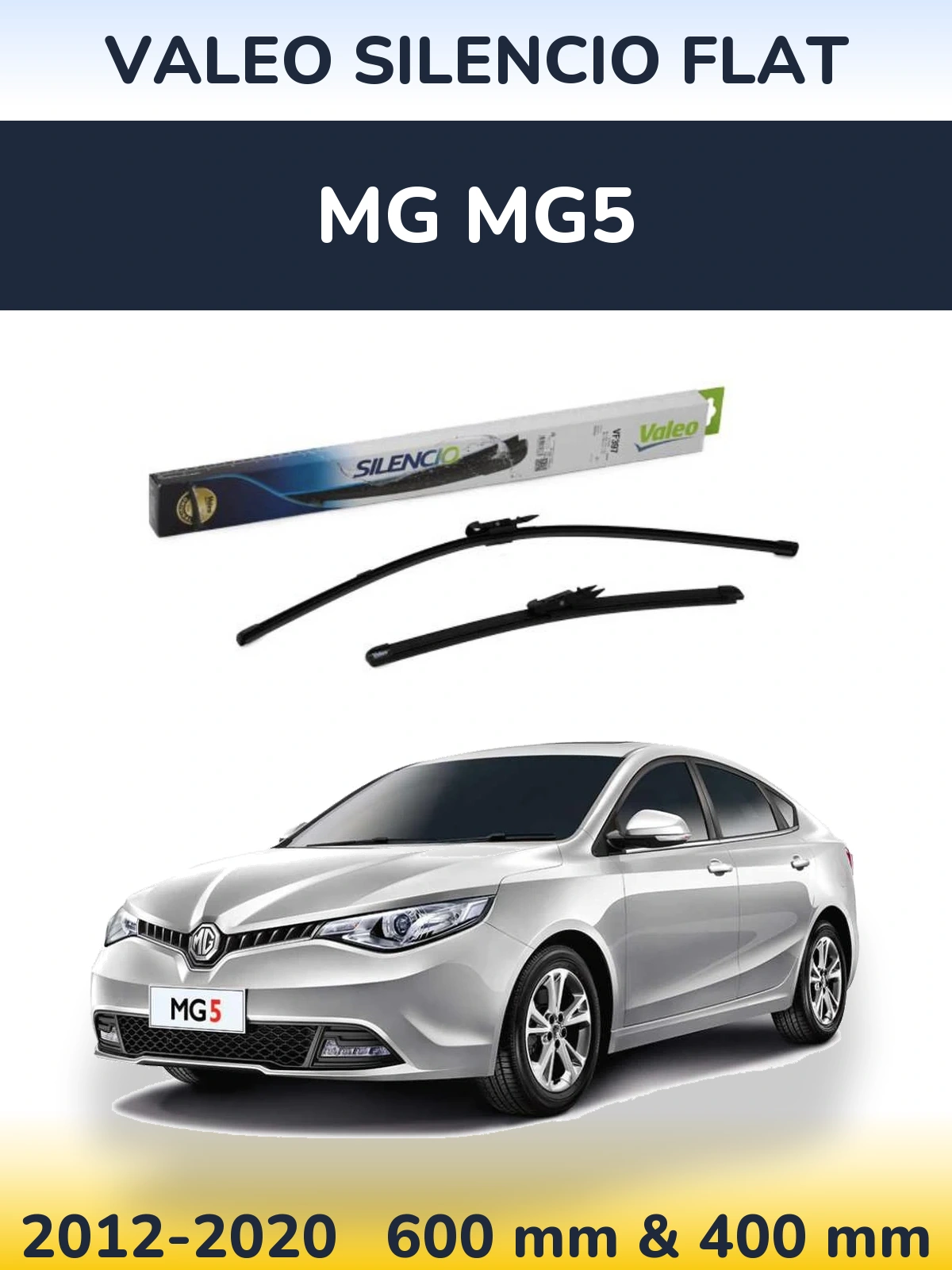 Комплект передних дворников Valeo Silencio Flat 600 & 380 мм для MG MG5 2012-2020