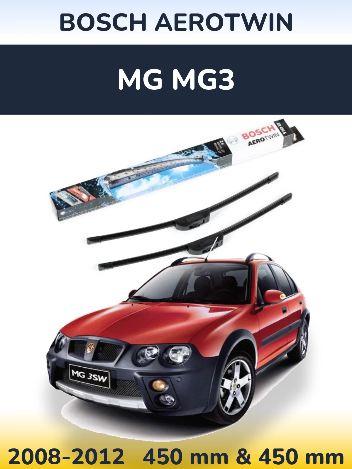 Комплект передніх щіток BOSCH AeroTwin 450 & 450 мм для MG MG3 2008-2012
