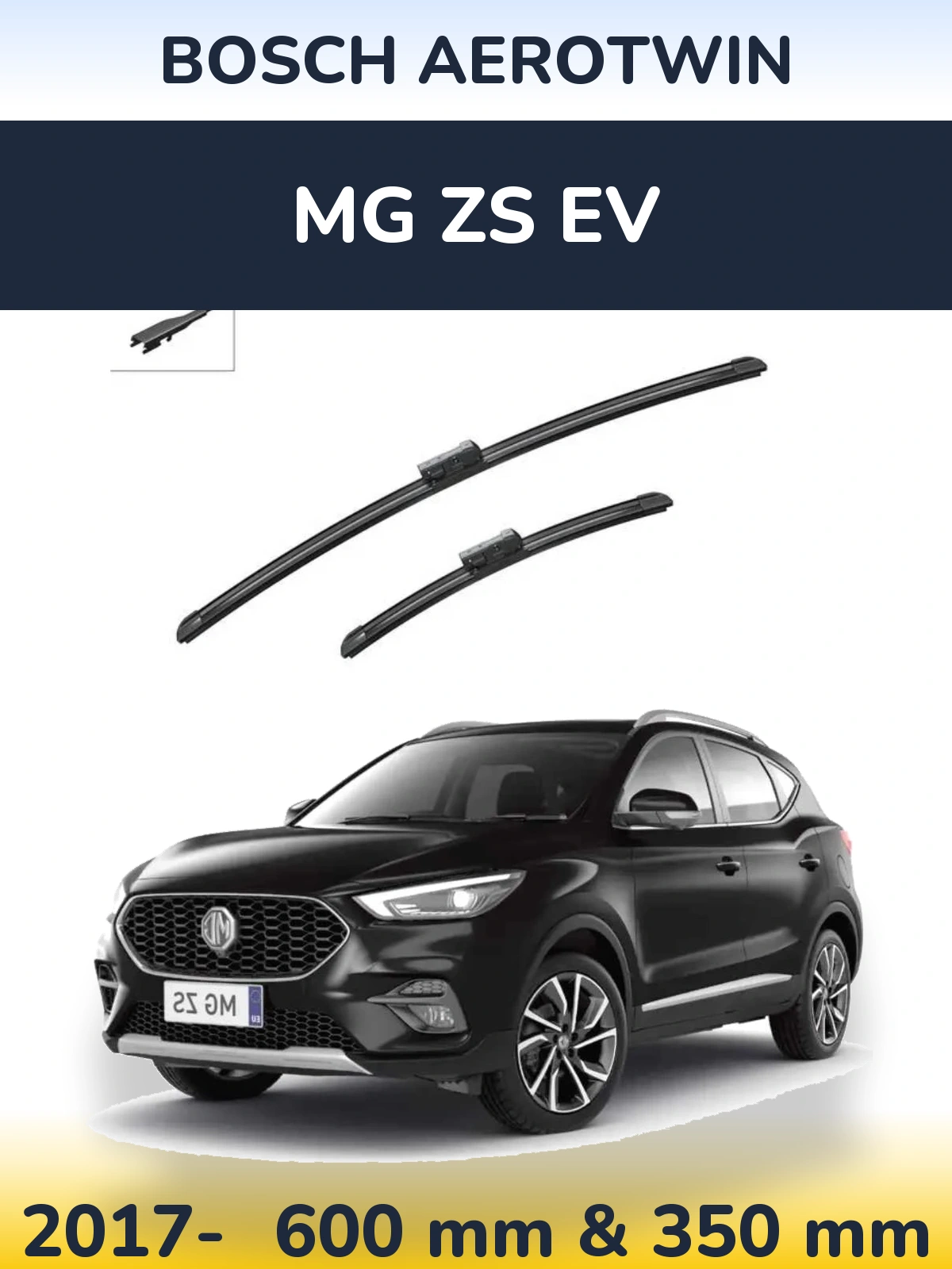 Комплект передних дворников BOSCH AeroTwin 600 & 350 мм для MG ZS EV 2017-2026