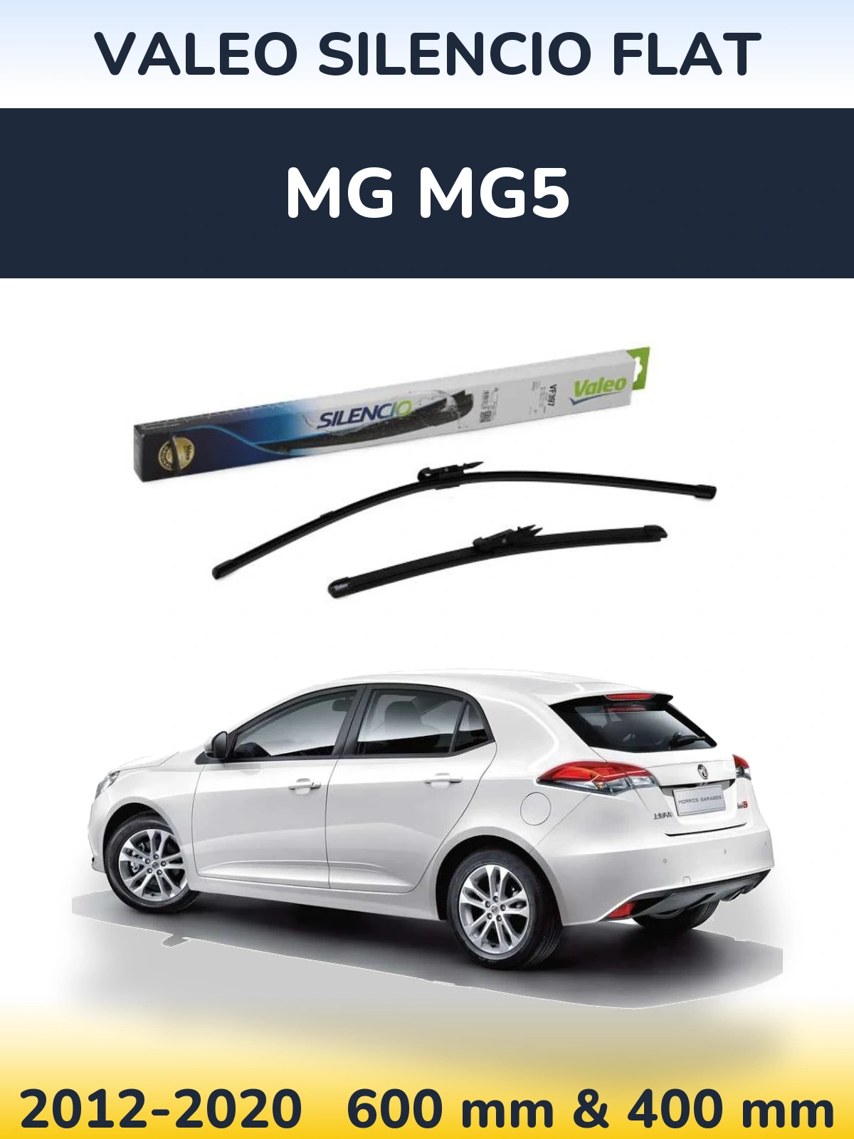 Комплект передніх щіток Valeo Silencio Flat 600 & 380 мм для MG MG5 2012-2020