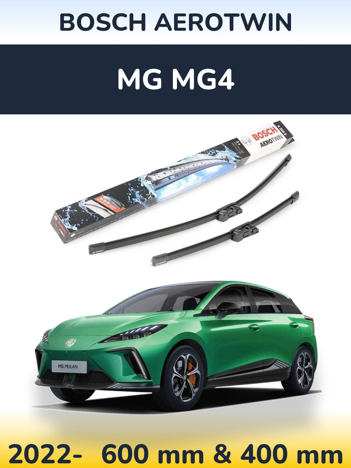 Комплект передних дворников BOSCH AeroTwin 600 & 400 мм для MG MG4 2022-2026