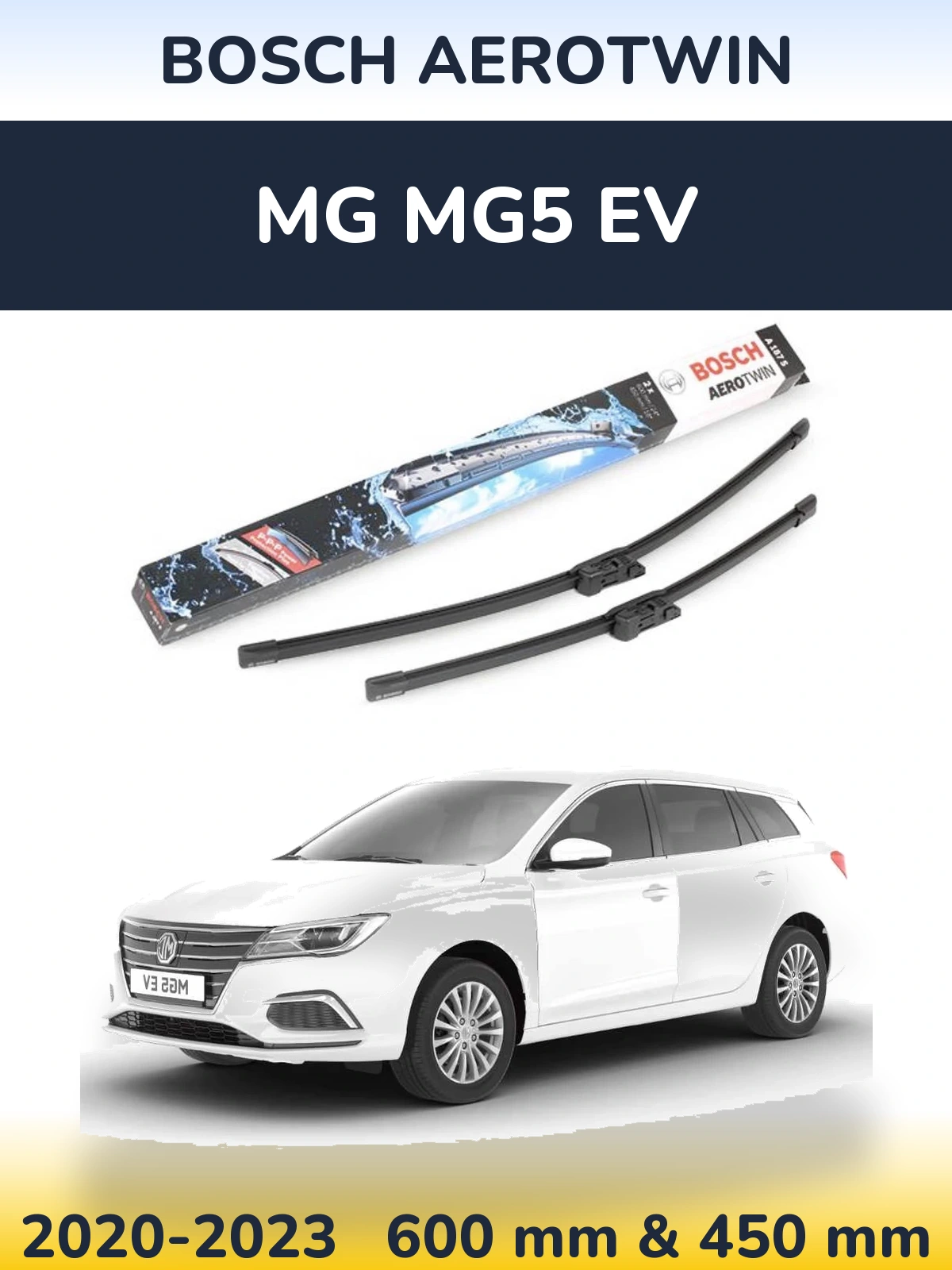 Комплект передних дворников BOSCH AeroTwin 600 & 450 мм для MG MG5 EV 2020-2023
