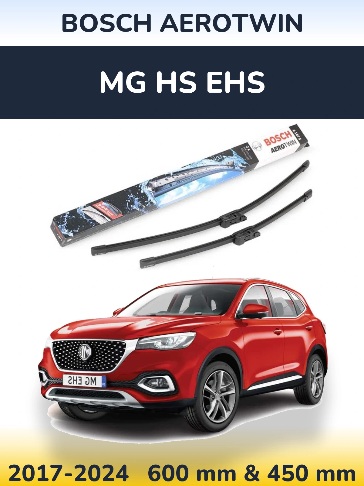 Комплект передних дворников BOSCH AeroTwin 600 & 450 мм для MG HS eHS 2017-2024