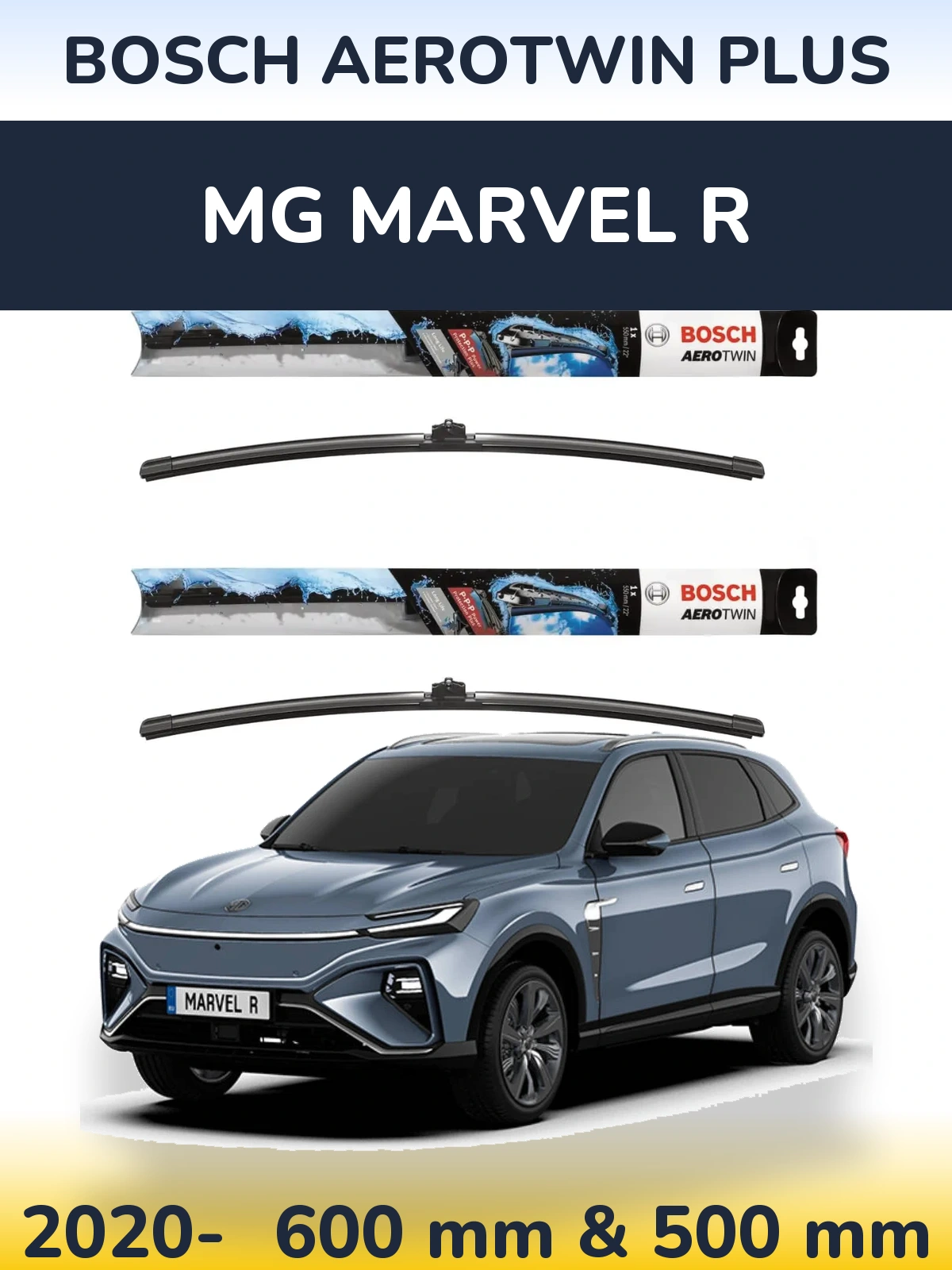 Komplet przednich wycieraczek BOSCH AeroTwin Plus 600 & 500 mm do MG Marvel R 2020-2026