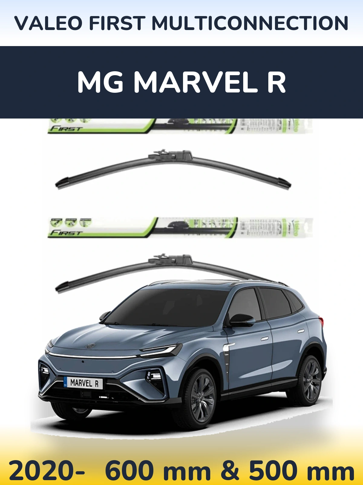 Komplet przednich wycieraczek Valeo First MultiConnection 600 & 500 mm do MG Marvel R 2020-2026