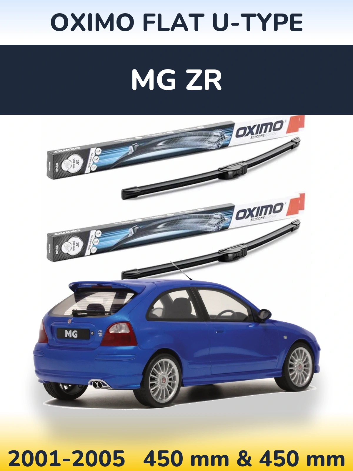 Комплект передних дворников Oximo Flat U-type 450 & 450 мм для MG ZR 2001-2005