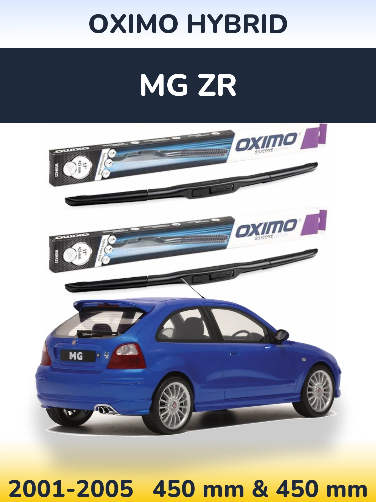 Комплект передних дворников Oximo Hybrid 450 & 450 мм для MG ZR 2001-2005