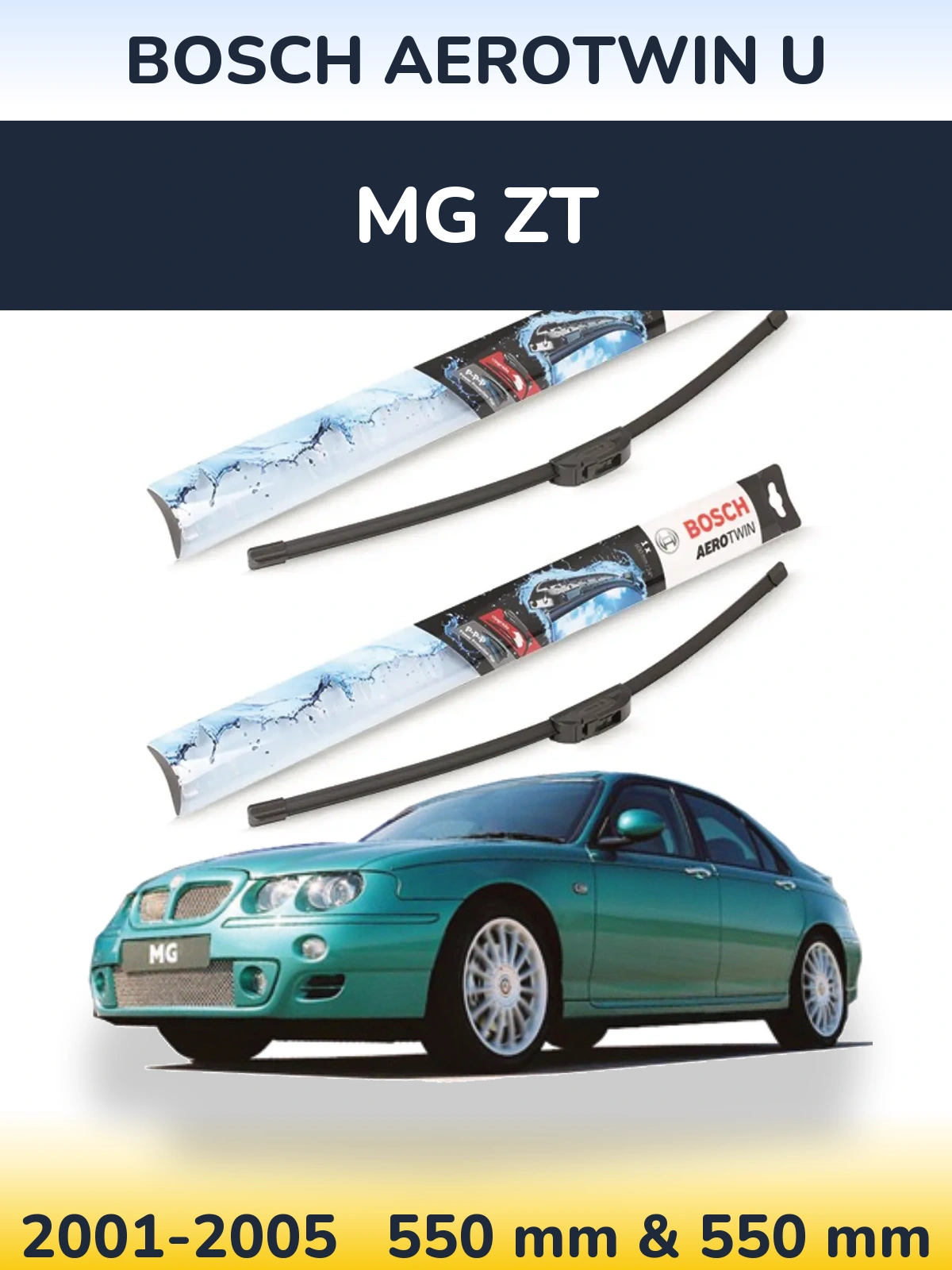 Комплект передних дворников BOSCH AeroTwin U 550 & 550 мм для MG ZT 2001-2005