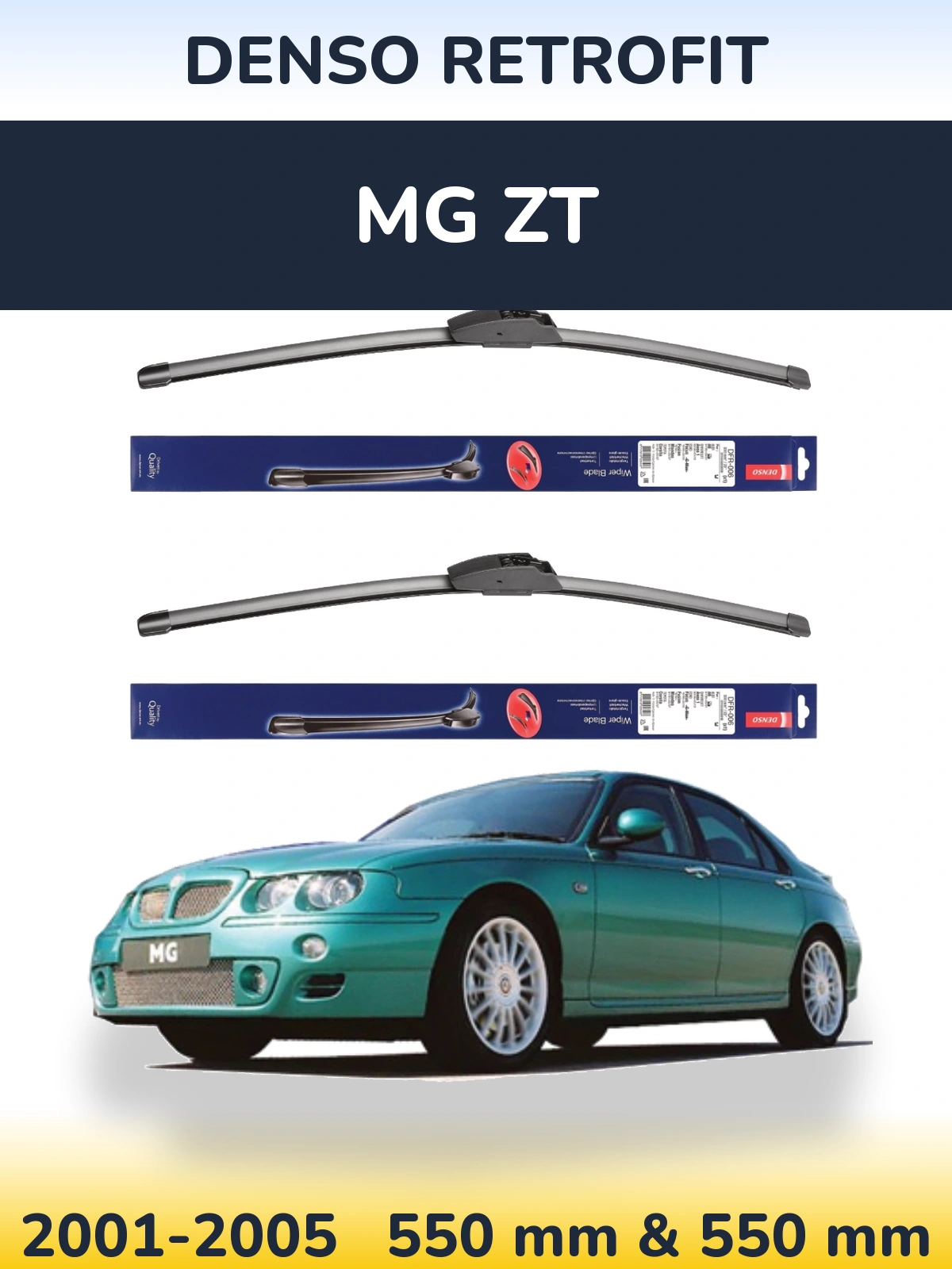 Комплект передних дворников Denso Retrofit 550 & 550 мм для MG ZT 2001-2005