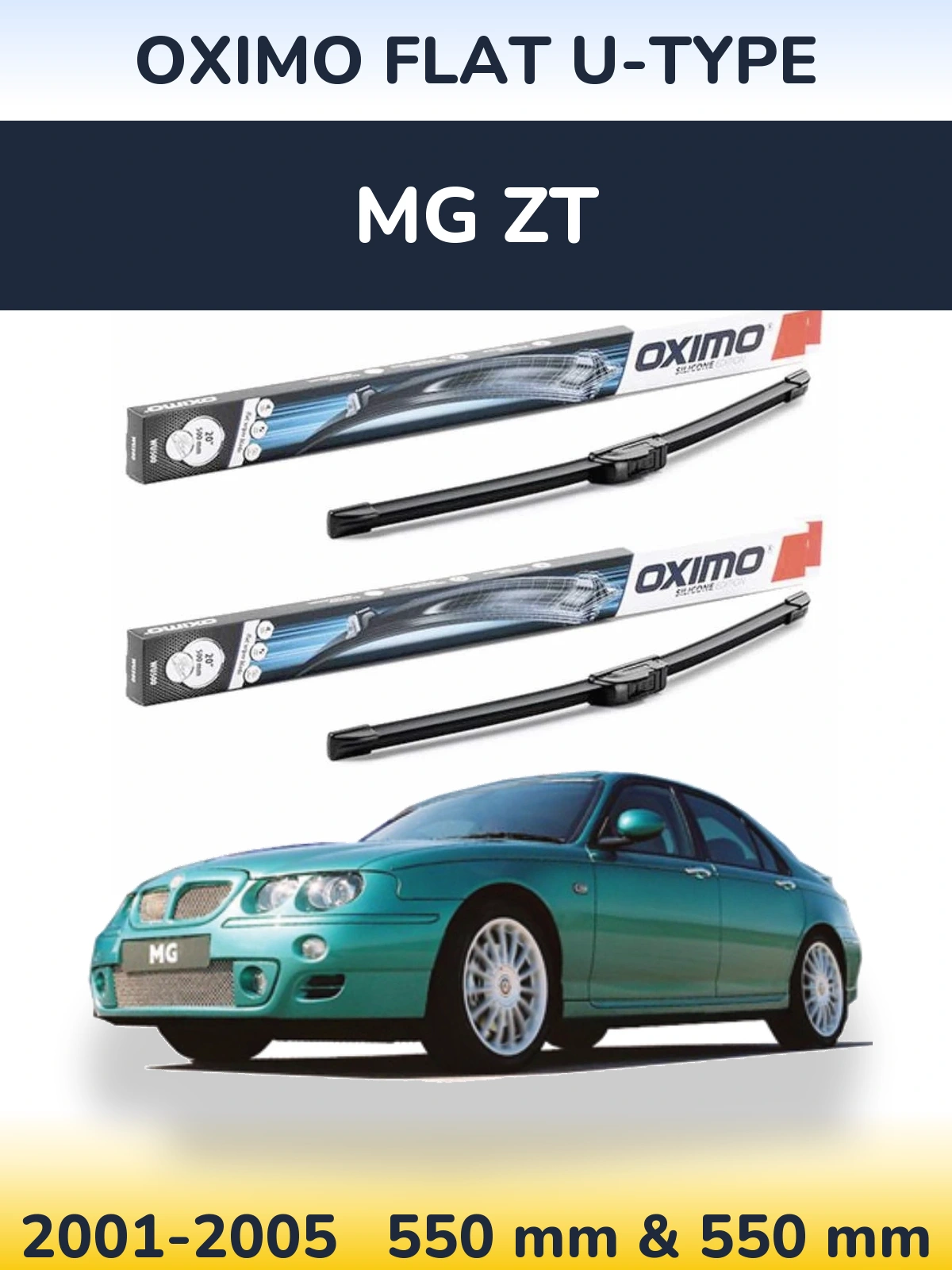 Komplet przednich wycieraczek Oximo Flat U-type 550 & 550 mm do MG ZT 2001-2005