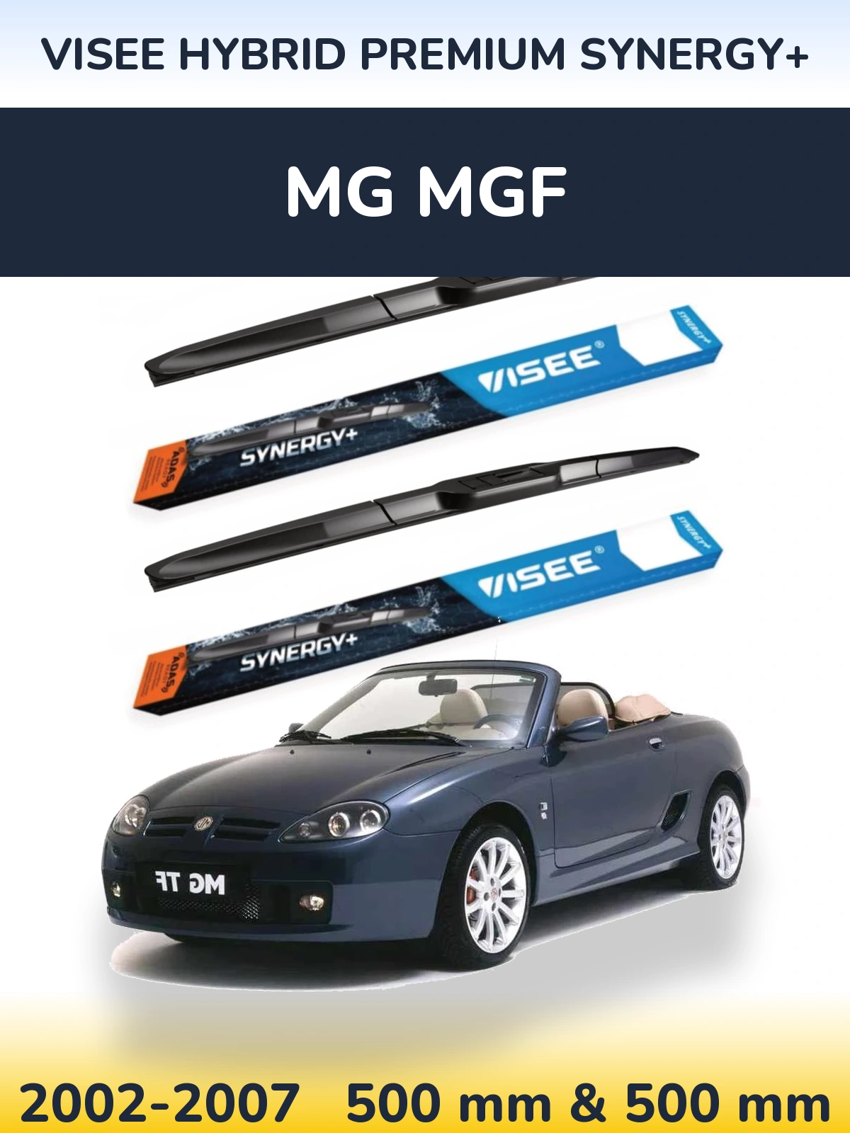 Комплект передних дворников VISEE HYBRID PREMIUM SYNERGY+ 500 & 500 мм для MG MGF 2002-2007