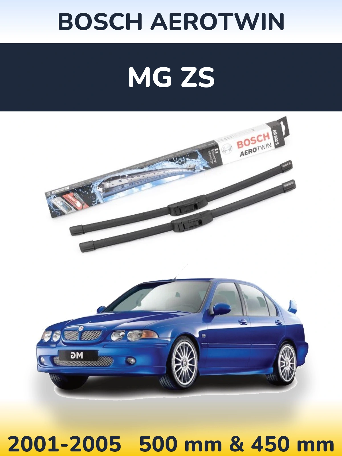 Комплект передних дворников BOSCH AeroTwin 500 & 450 мм для MG ZS 2001-2005