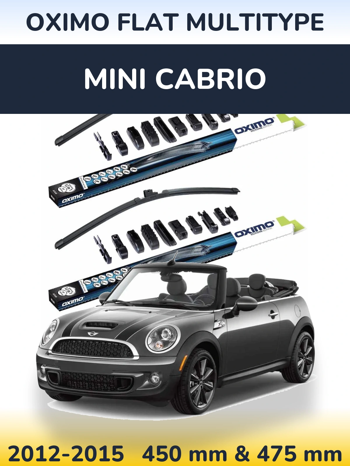 Комплект передних дворников Oximo Flat MultiТипe 450 & 475 мм для MINI Cabrio 2012-2015
