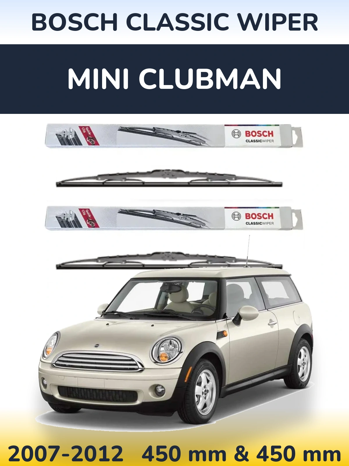Komplet przednich wycieraczek BOSCH Classic Wiper 450 & 450 mm do MINI Clubman 2007-2012