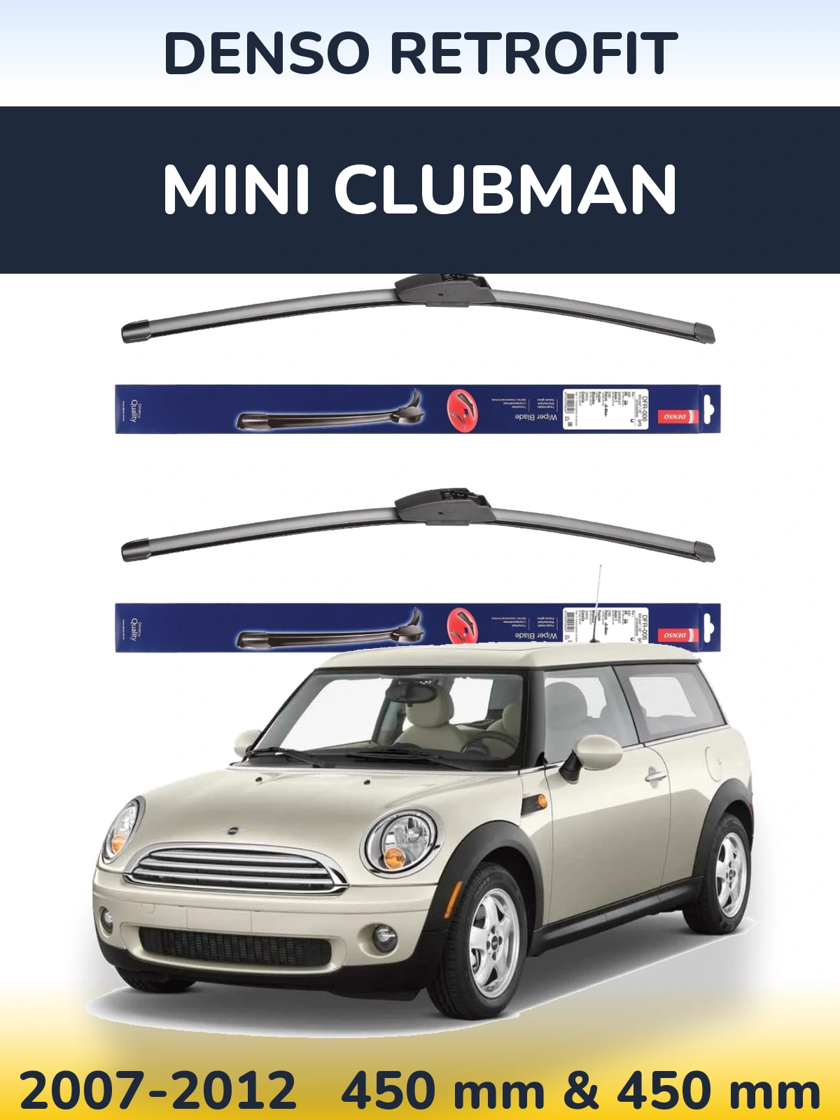 Komplet przednich wycieraczek Denso Retrofit 450 & 450 mm do MINI Clubman 2007-2012