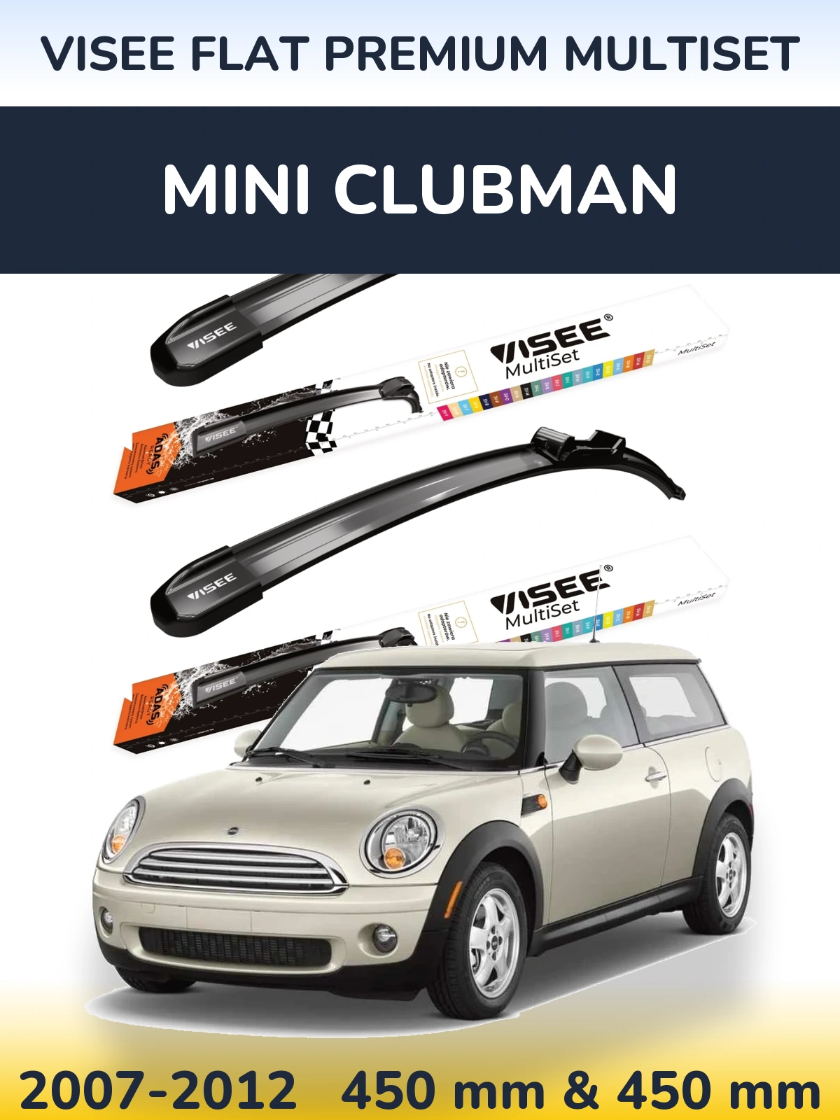 Komplet przednich wycieraczek VISEE FLAT PREMIUM MultiSet 450 & 450 mm do MINI Clubman 2007-2012