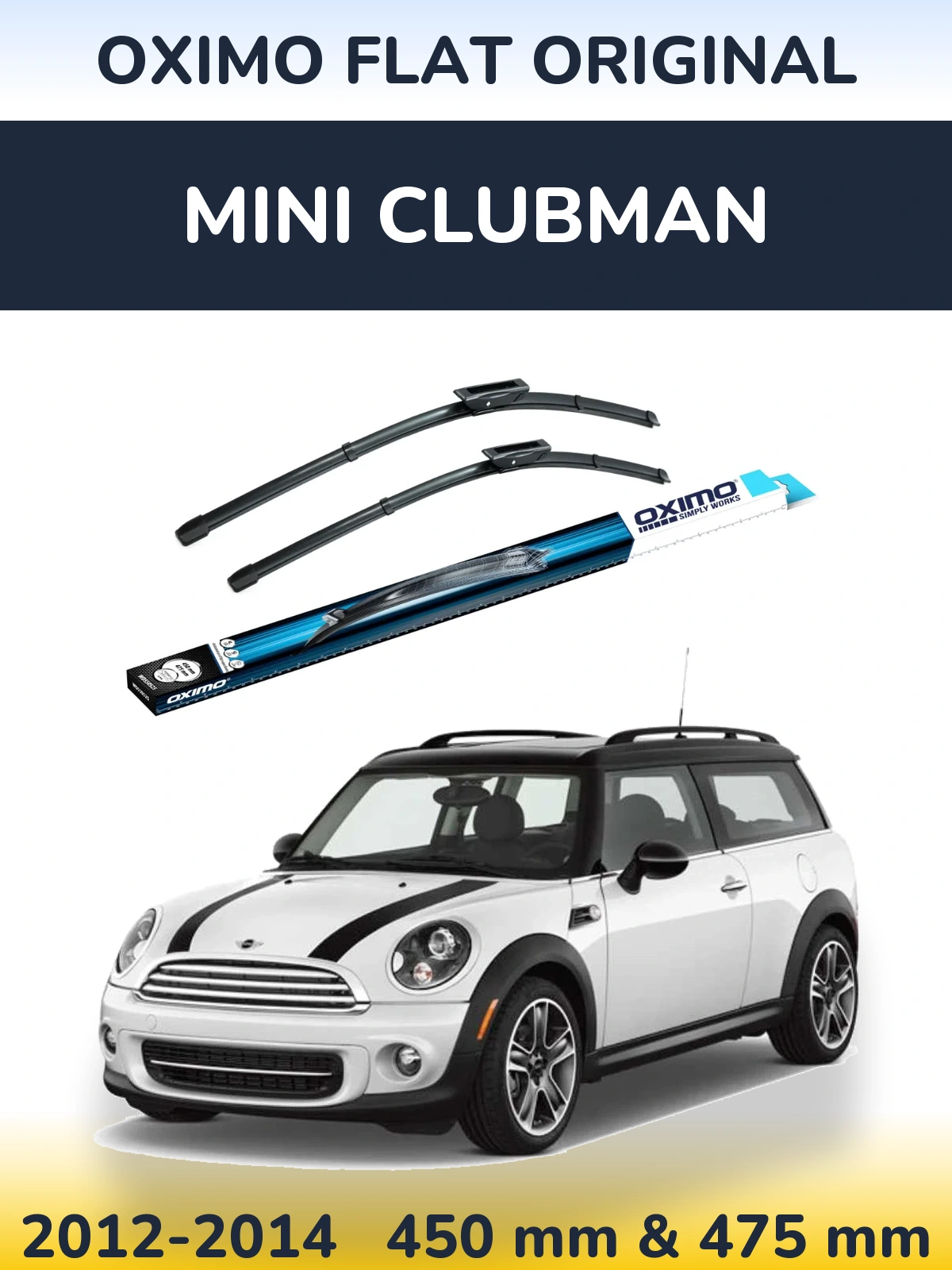 Комплект передних дворников Oximo Flat Original 450 & 475 мм для MINI Clubman 2012-2014