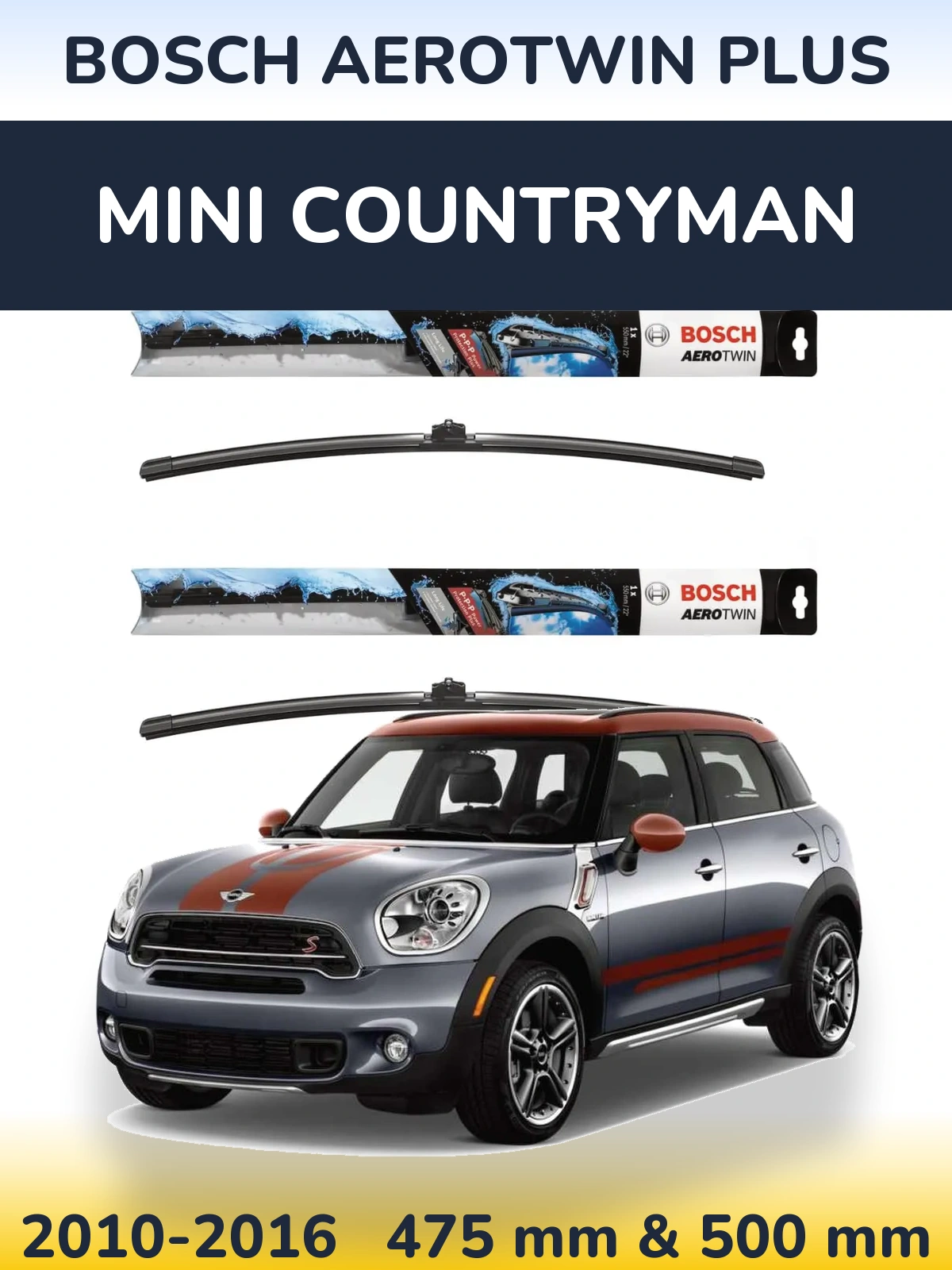 Комплект передних дворников BOSCH AeroTwin Plus 475 & 500 мм для MINI Countryman 2010-2016