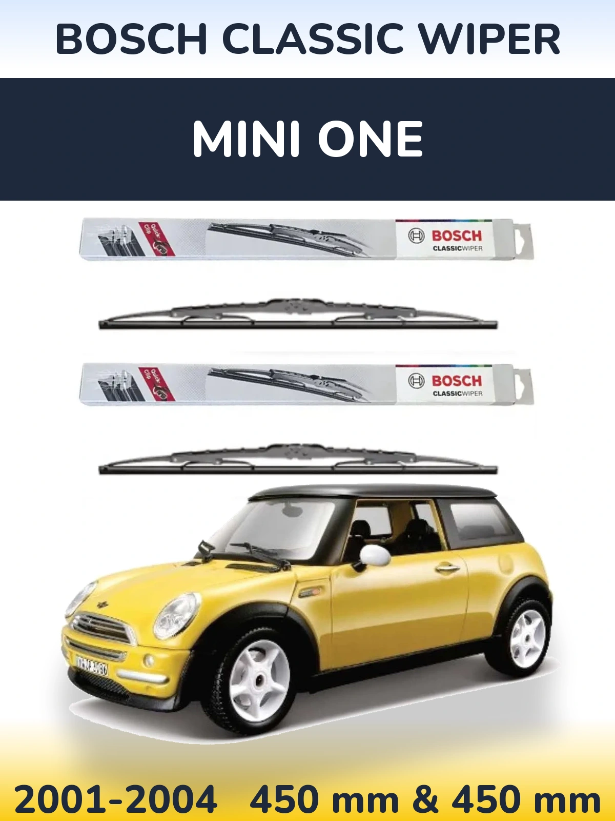 Комплект передних дворников BOSCH Classic Wiper 450 & 450 мм для MINI One 2001-2004