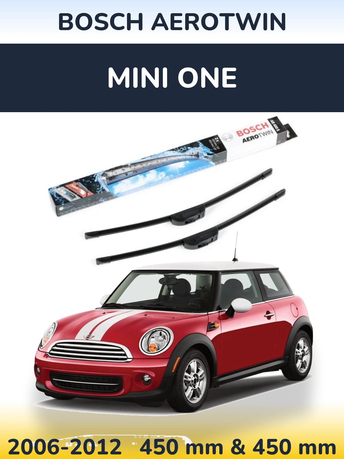 Комплект передних дворников BOSCH AeroTwin 450 & 450 мм для MINI One 2006-2012