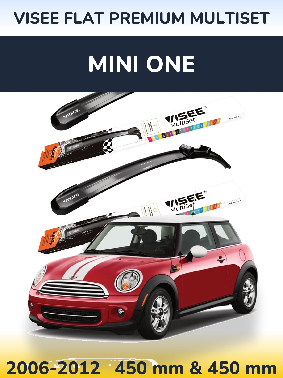 Komplet przednich wycieraczek VISEE FLAT PREMIUM MultiSet 450 & 450 mm do MINI One 2006-2012