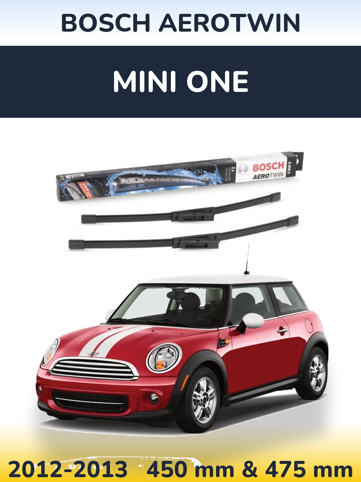 Komplet przednich wycieraczek BOSCH AeroTwin 450 & 475 mm do MINI One 2012-2013