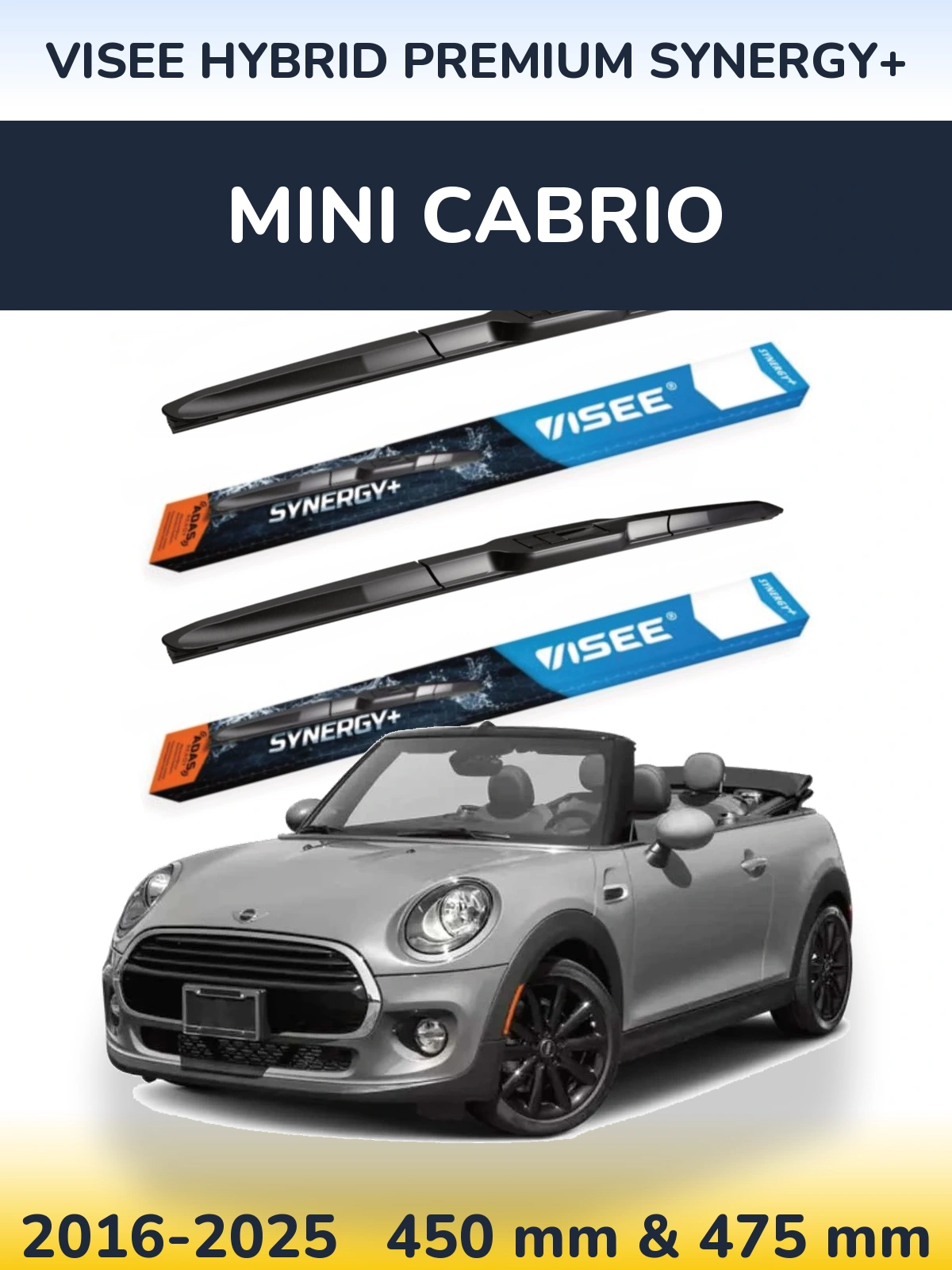 Комплект передних дворников VISEE HYBRID PREMIUM SYNERGY+ 450 & 475 мм для MINI Cabrio 2016-2025