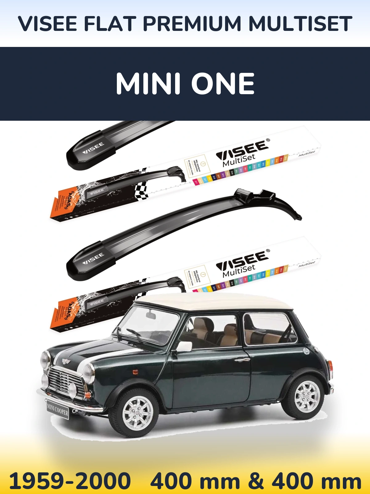 Комплект передних дворников VISEE FLAT PREMIUM MultiSet 400 & 400 мм для MINI One 1959-2000