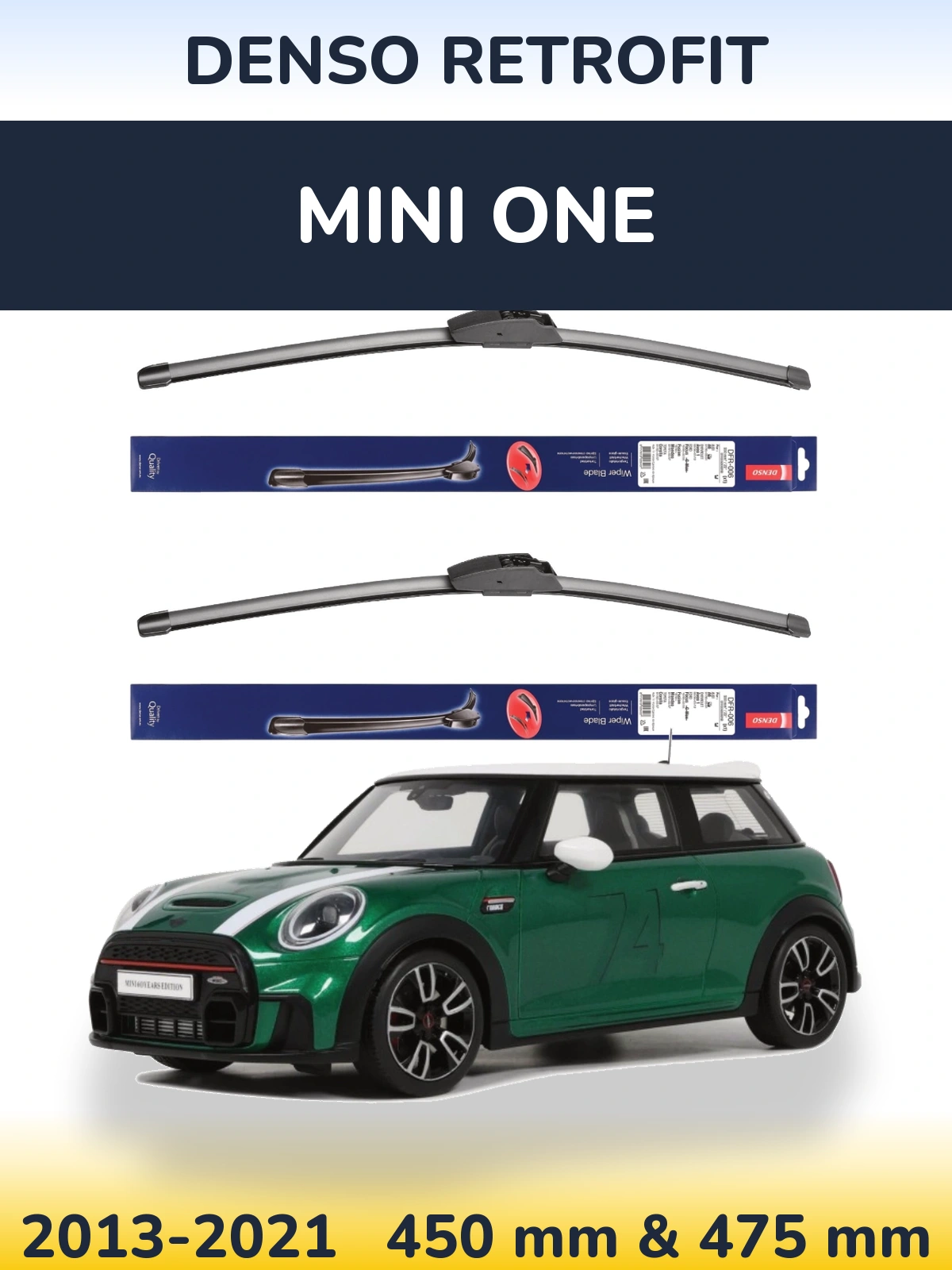 Комплект передних дворников Denso Retrofit 450 & 475 мм для MINI One 2013-2021