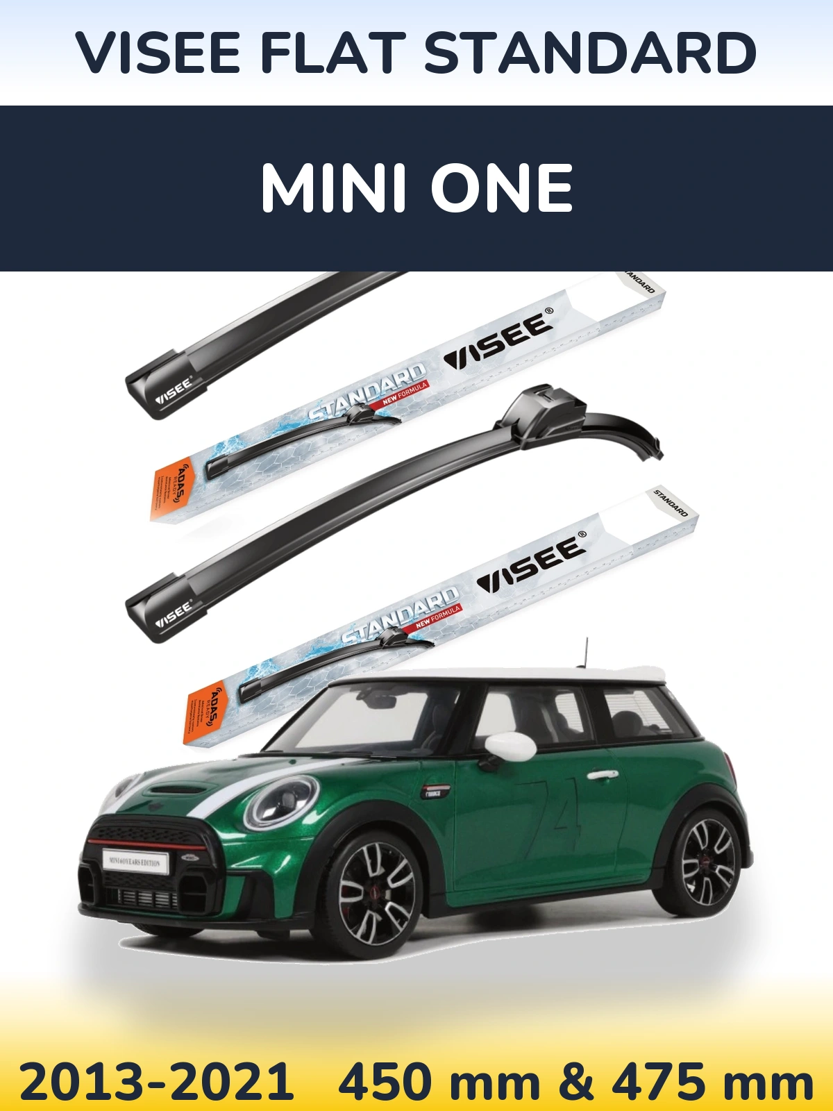 Комплект передних дворников VISEE FLAT STANDARD 450 & 475 мм для MINI One 2013-2021