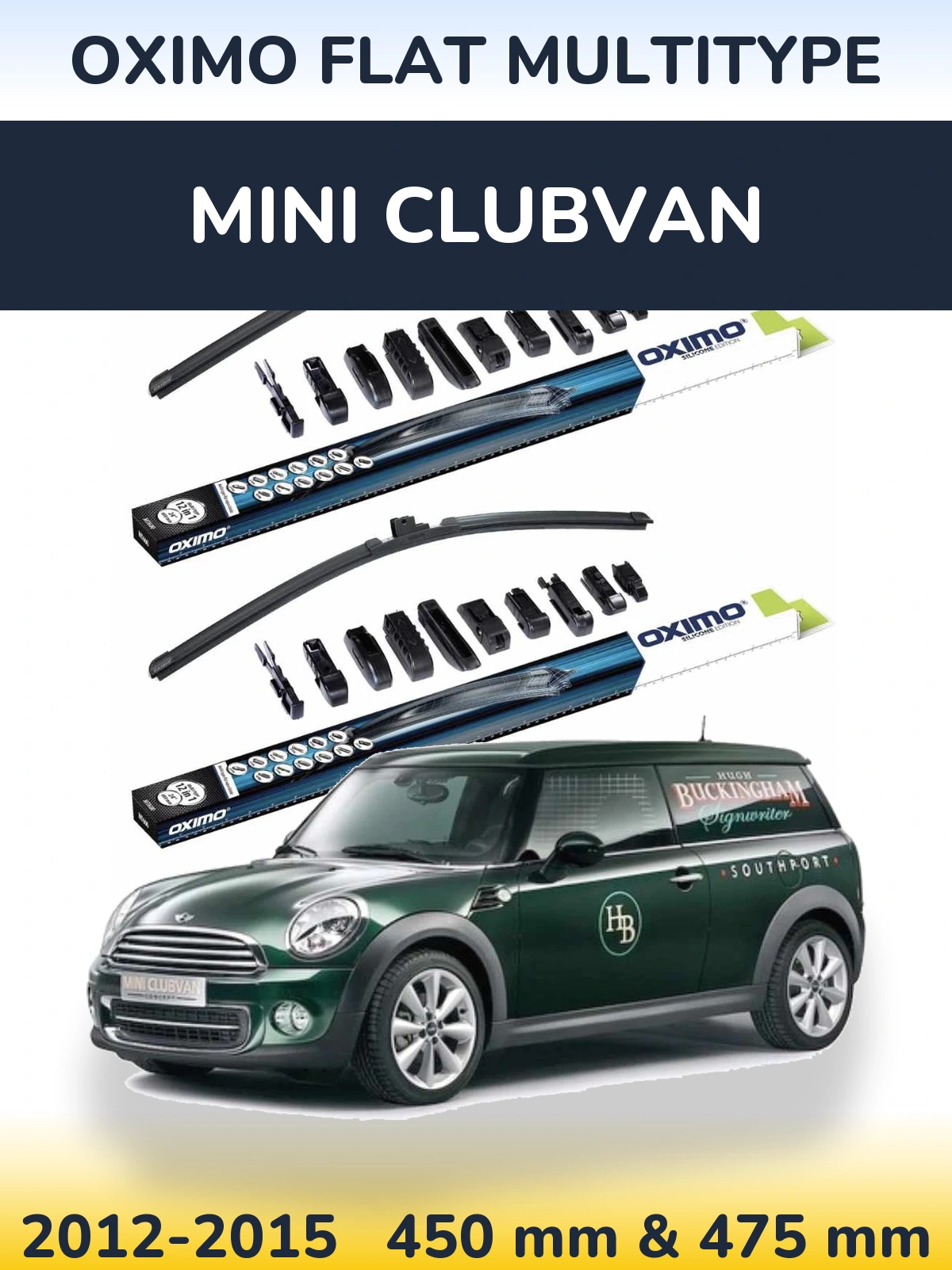 Комплект передних дворников Oximo Flat MultiТипe 450 & 475 мм для MINI Clubvan 2012-2015