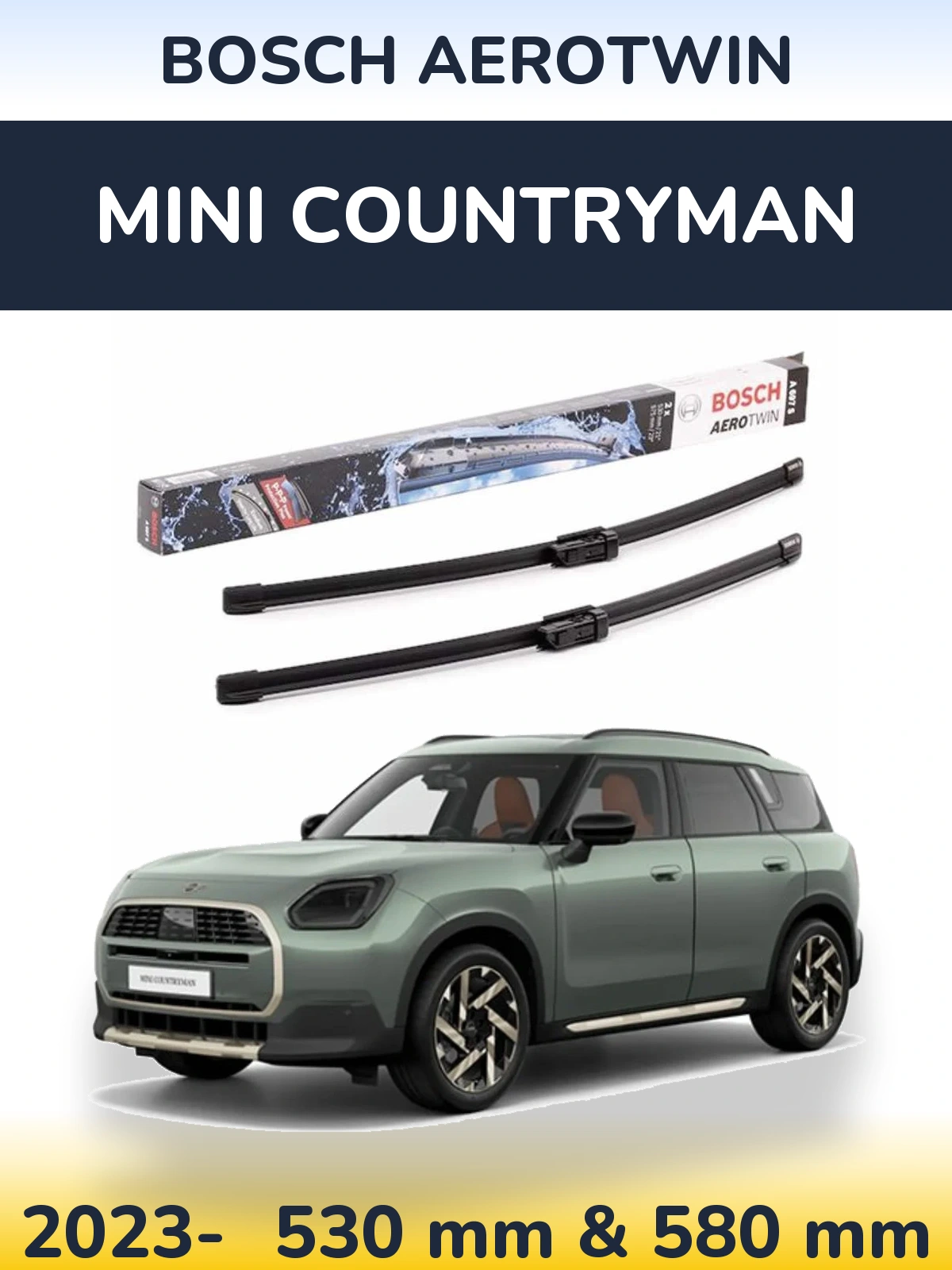 Komplet przednich wycieraczek BOSCH AeroTwin 530 & 580 mm do MINI Countryman 2023-2026