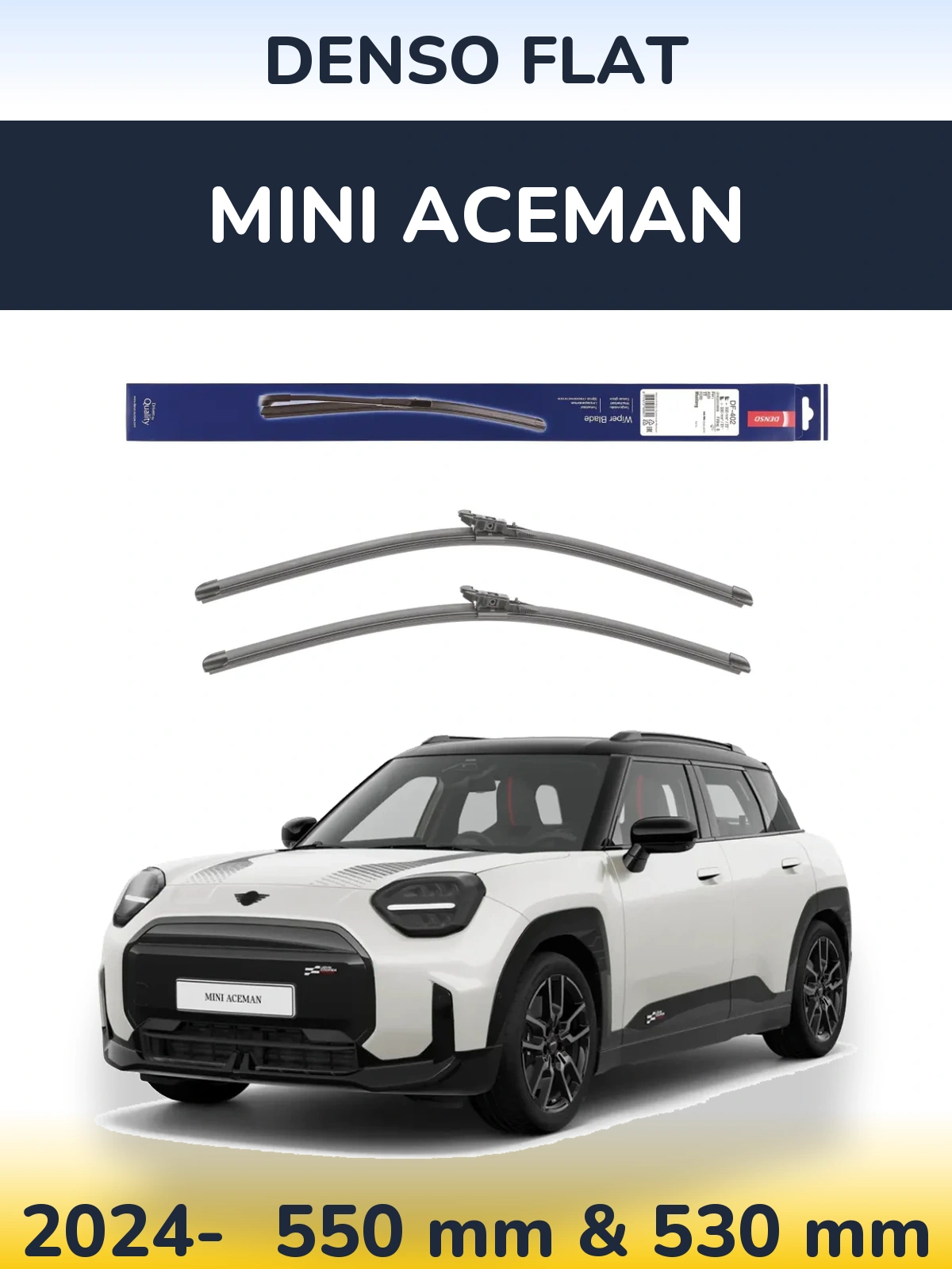 Комплект передних дворников Denso Flat 550 & 530 мм для MINI Aceman 2024-2026