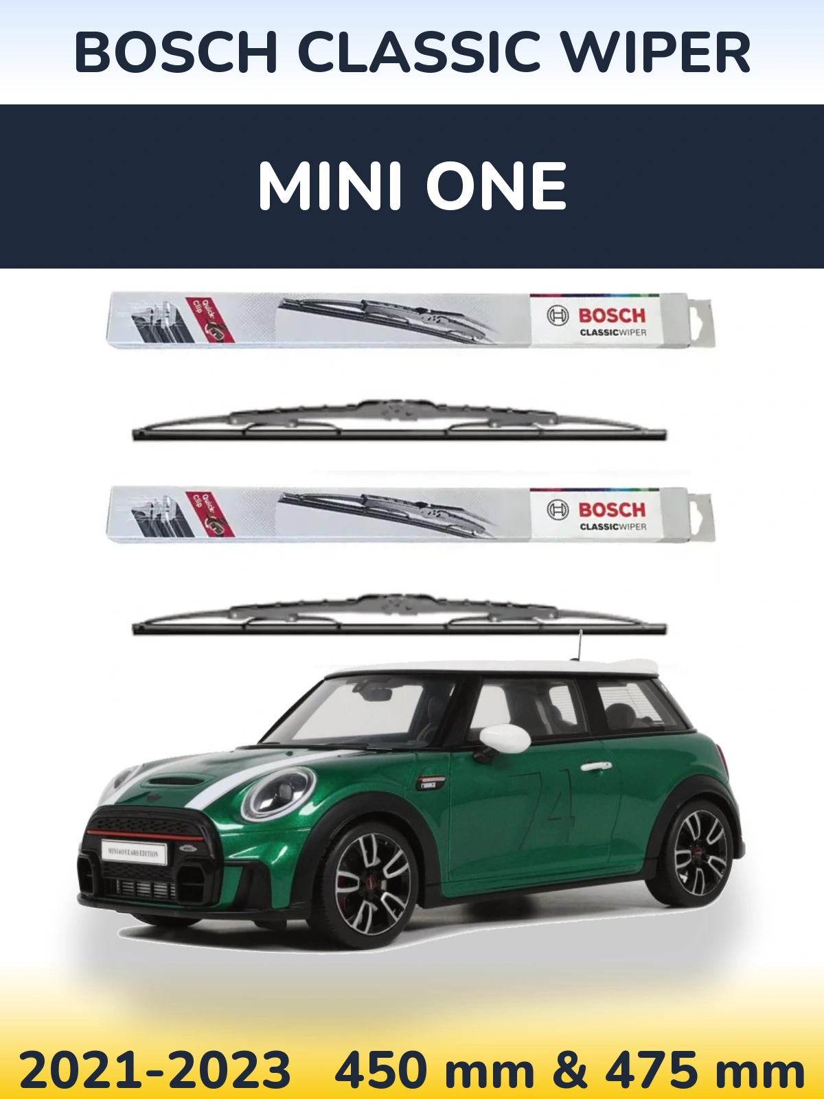 Komplet przednich wycieraczek BOSCH Classic Wiper 450 & 475 mm do MINI One 2021-2023