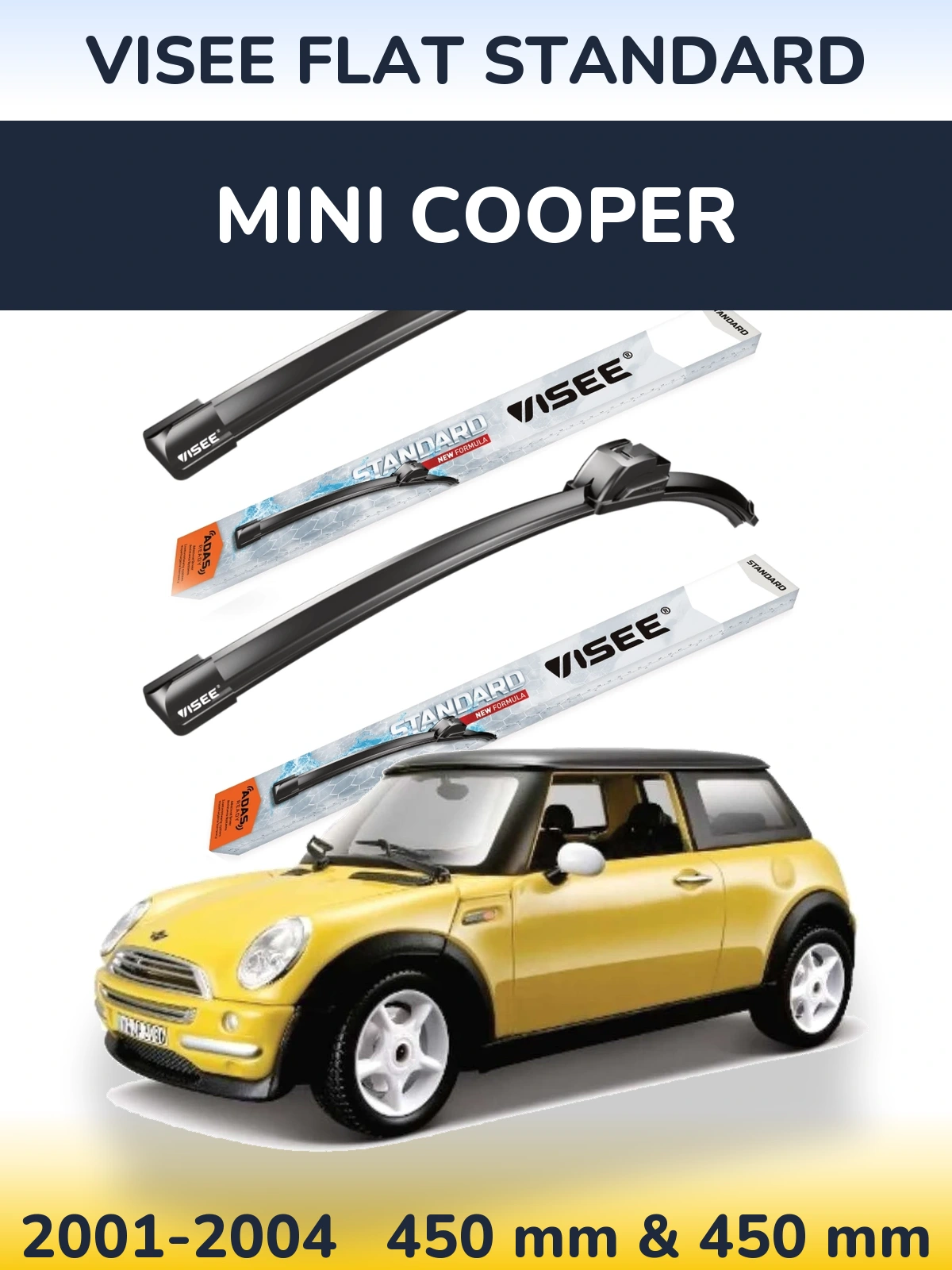Комплект передних дворников VISEE FLAT STANDARD 450 & 450 мм для MINI Cooper 2001-2004