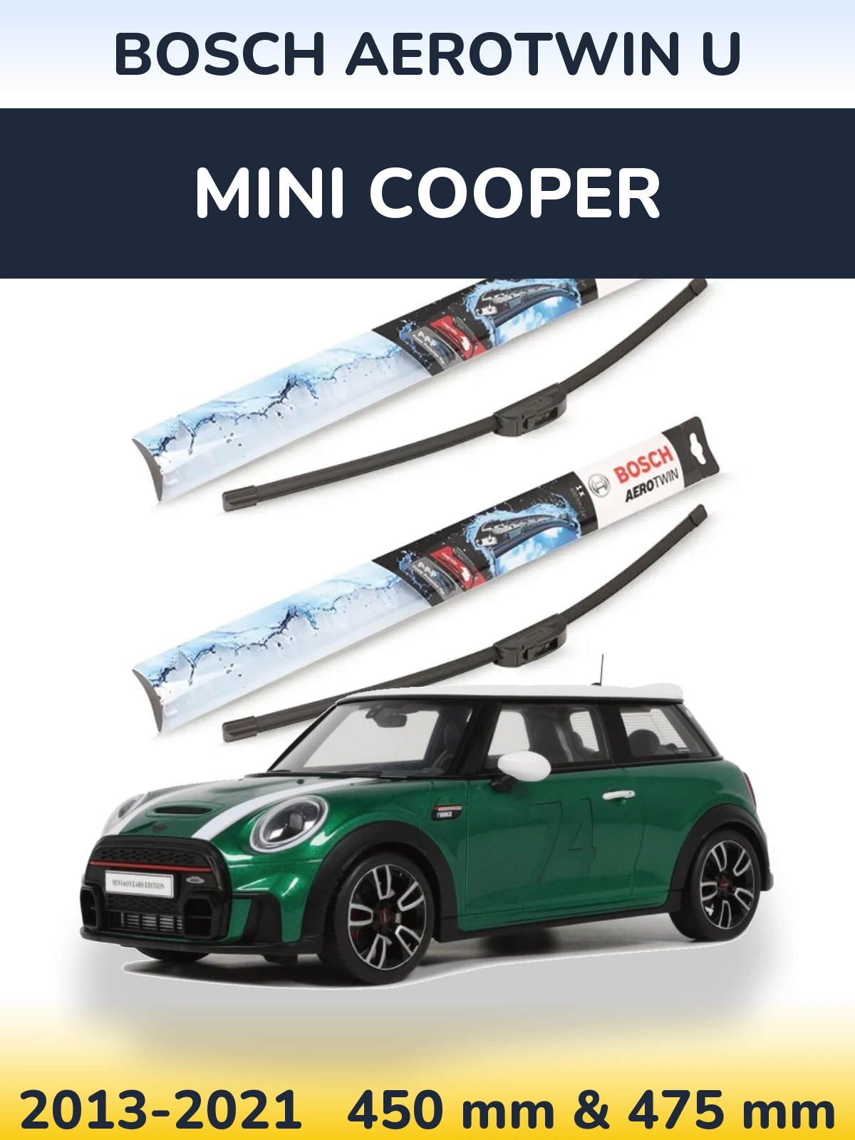 Komplet przednich wycieraczek BOSCH AeroTwin U 450 & 475 mm do MINI Cooper 2013-2021