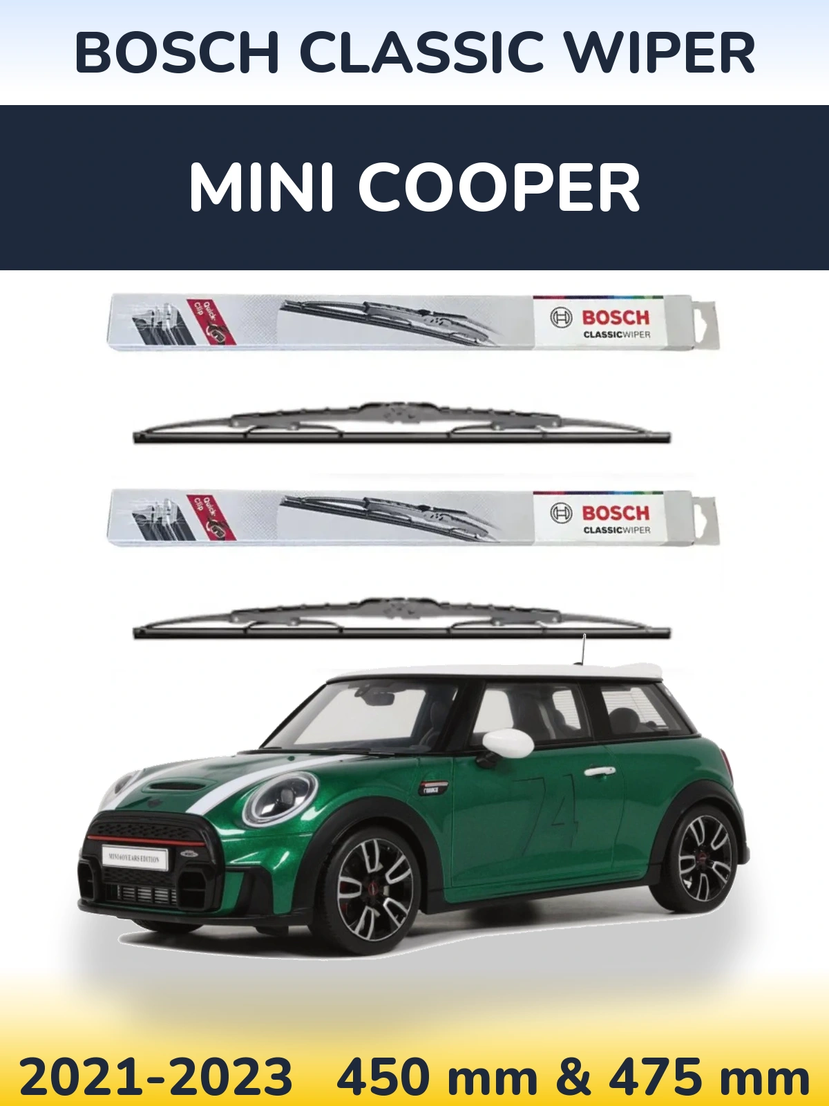 Komplet przednich wycieraczek BOSCH Classic Wiper 450 & 475 mm do MINI Cooper 2021-2023